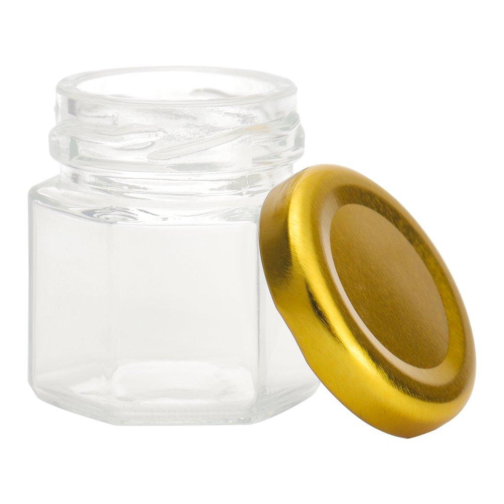 Clear - LIFE IDEAS - 20pcs Mini Glass Jars with Golden Lids and Wood Di - 8