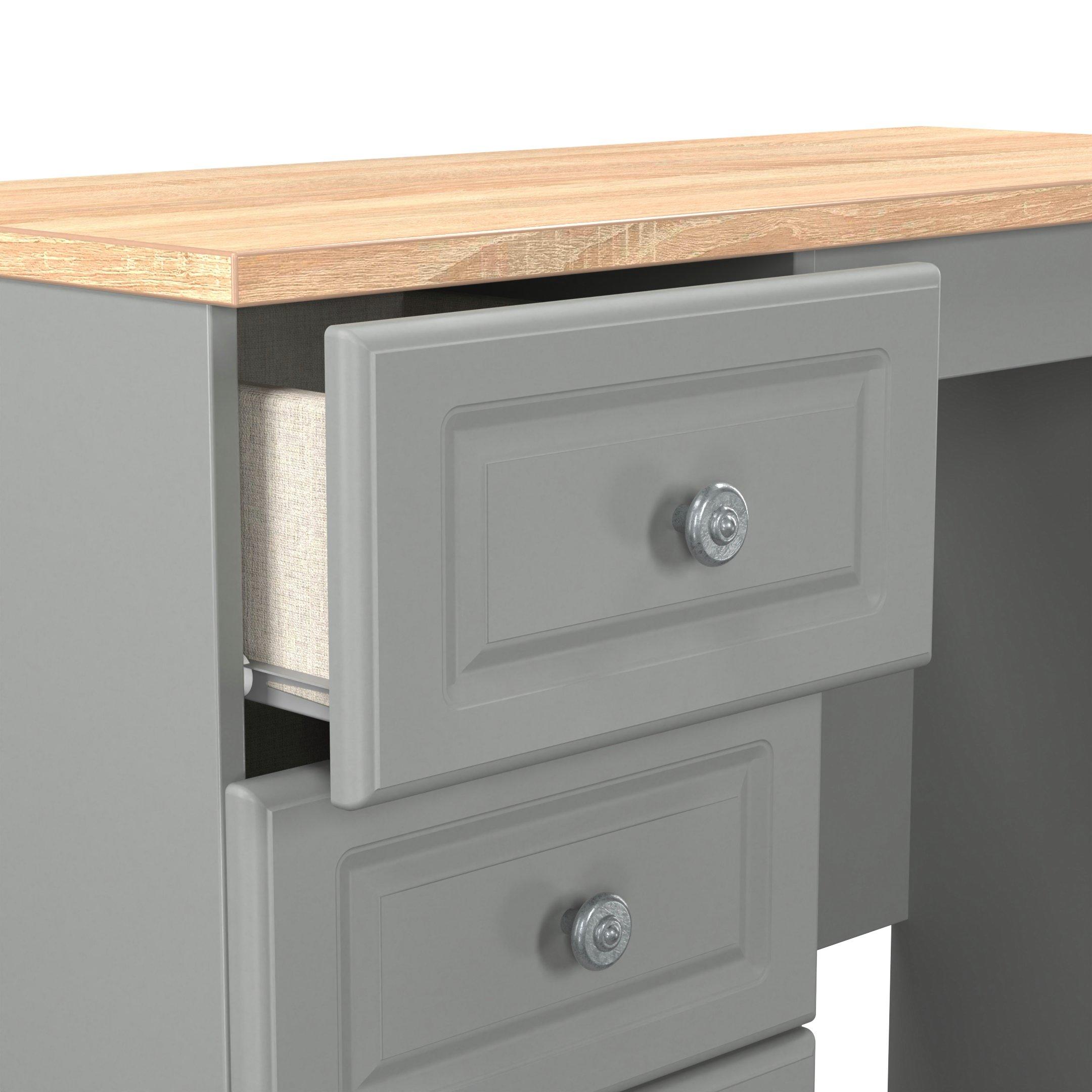 Dusk Grey & Oak - Welcome Furniture - Norfolk 3 Drawer Vanity - Ready Assembled - 6