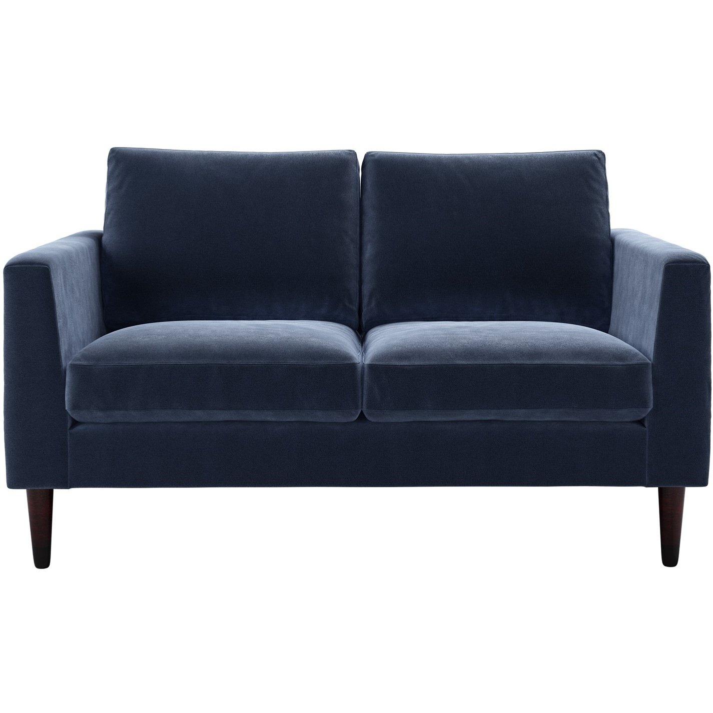 Navy - Jack Wills - Jude 2 Seat Sofa in Velvet - 1