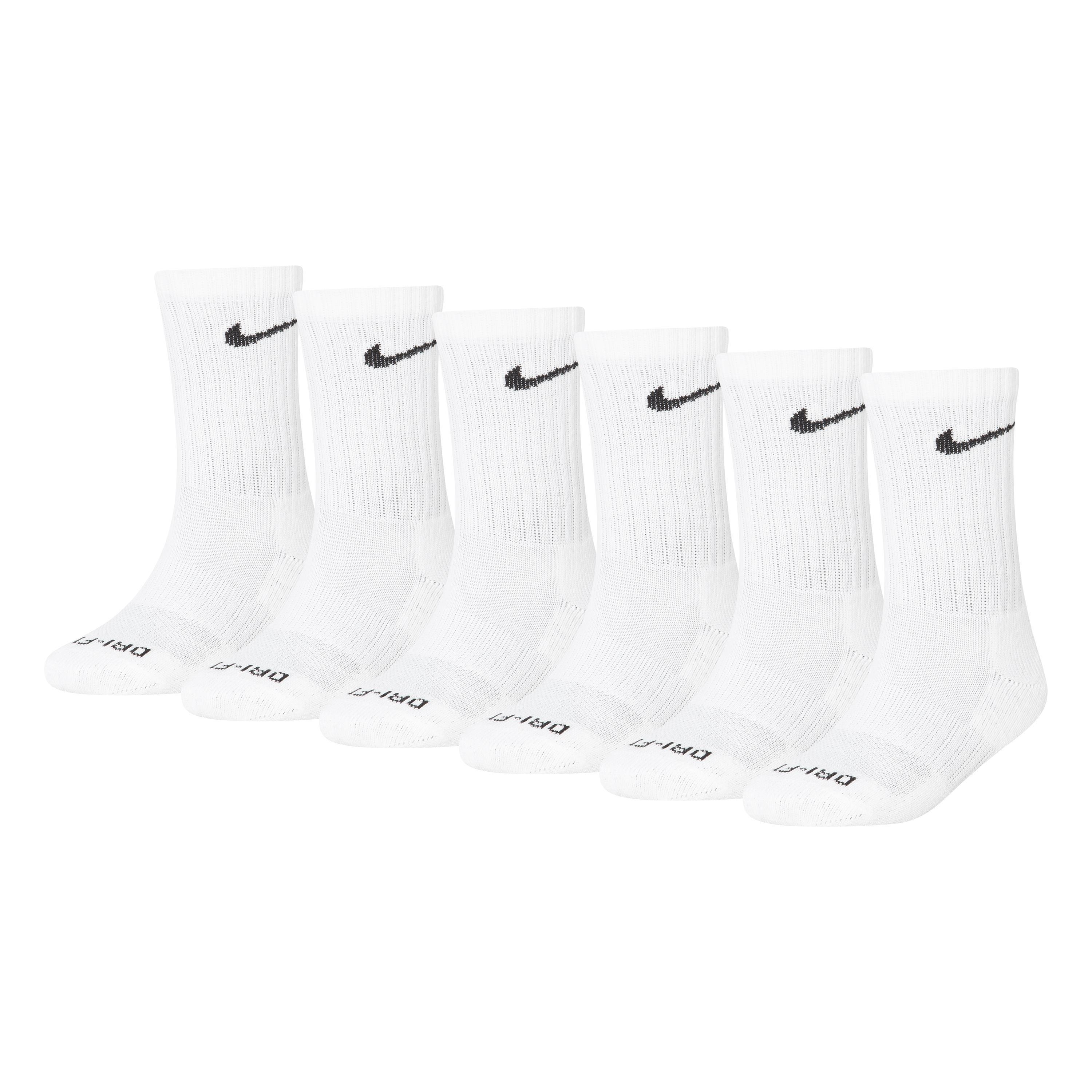White - Nike - 6Pk Dri-Fit Crew Sock Childs - 1