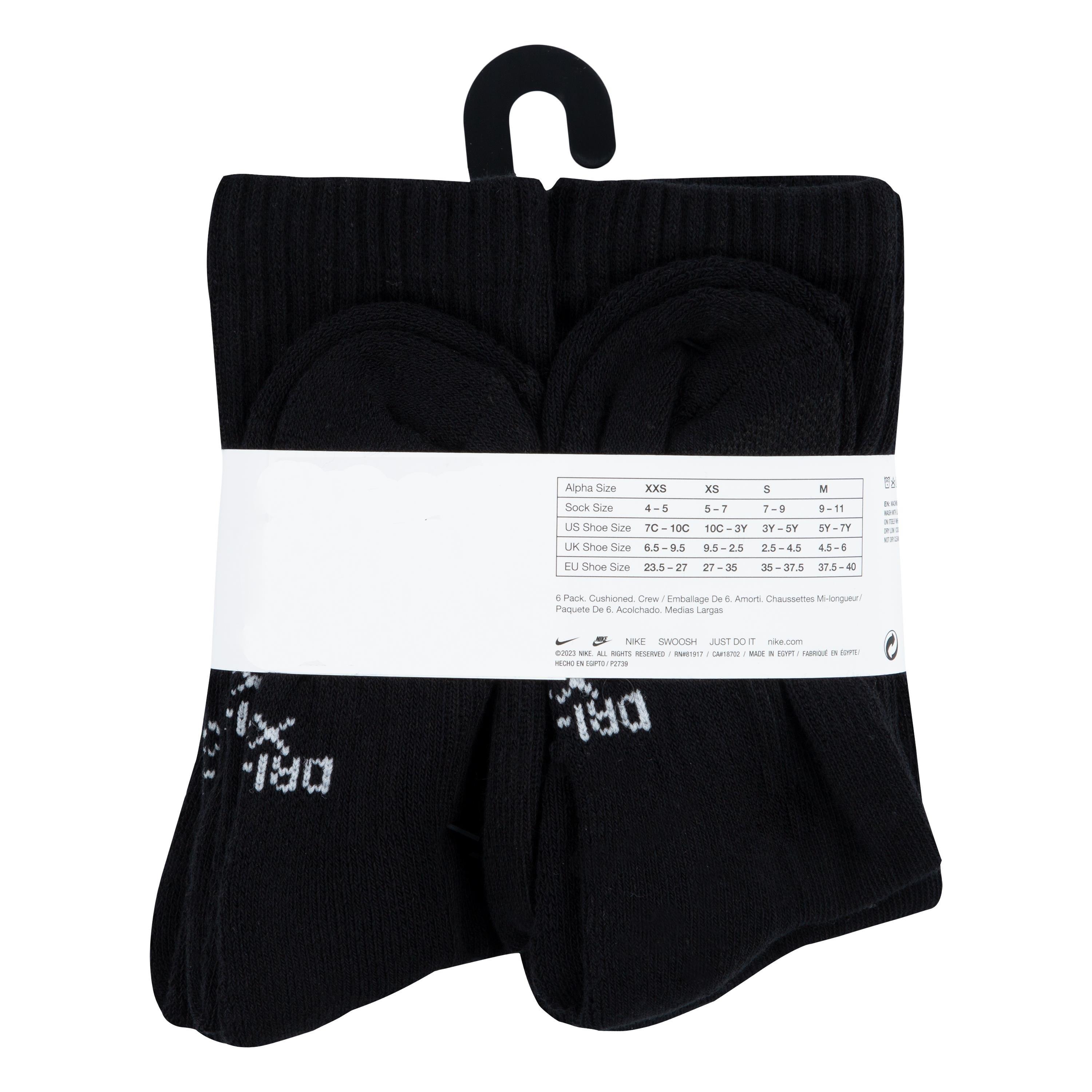 Negro - Nike - 6Pk Dri-Fit Crew Sock Childs - 6