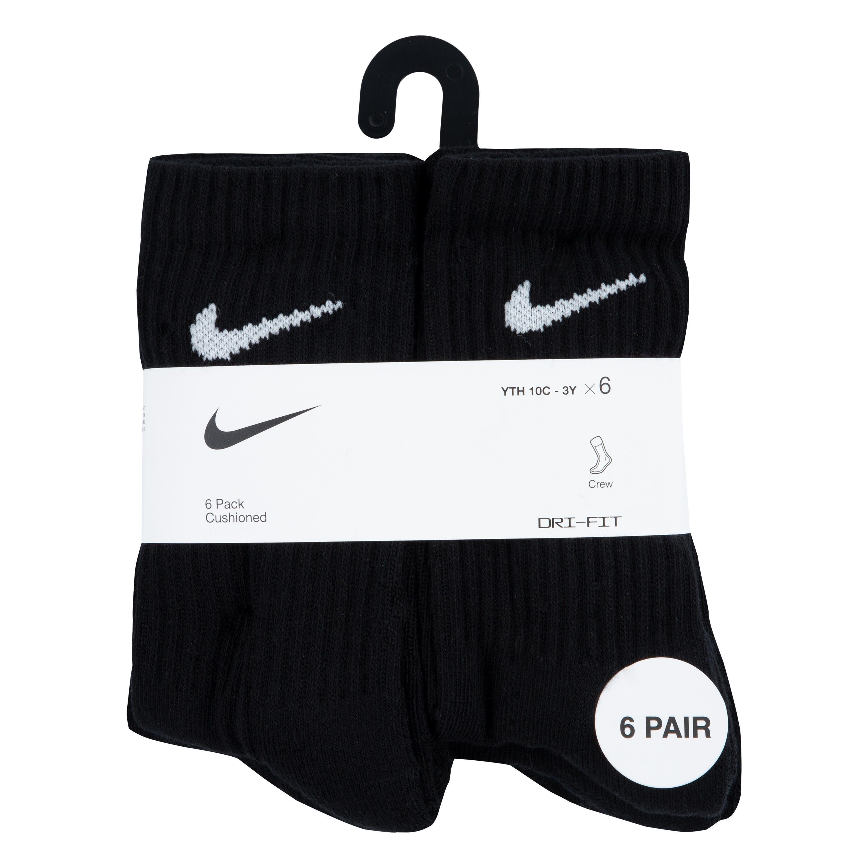 Negro - Nike - 6Pk Dri-Fit Crew Sock Childs - 7
