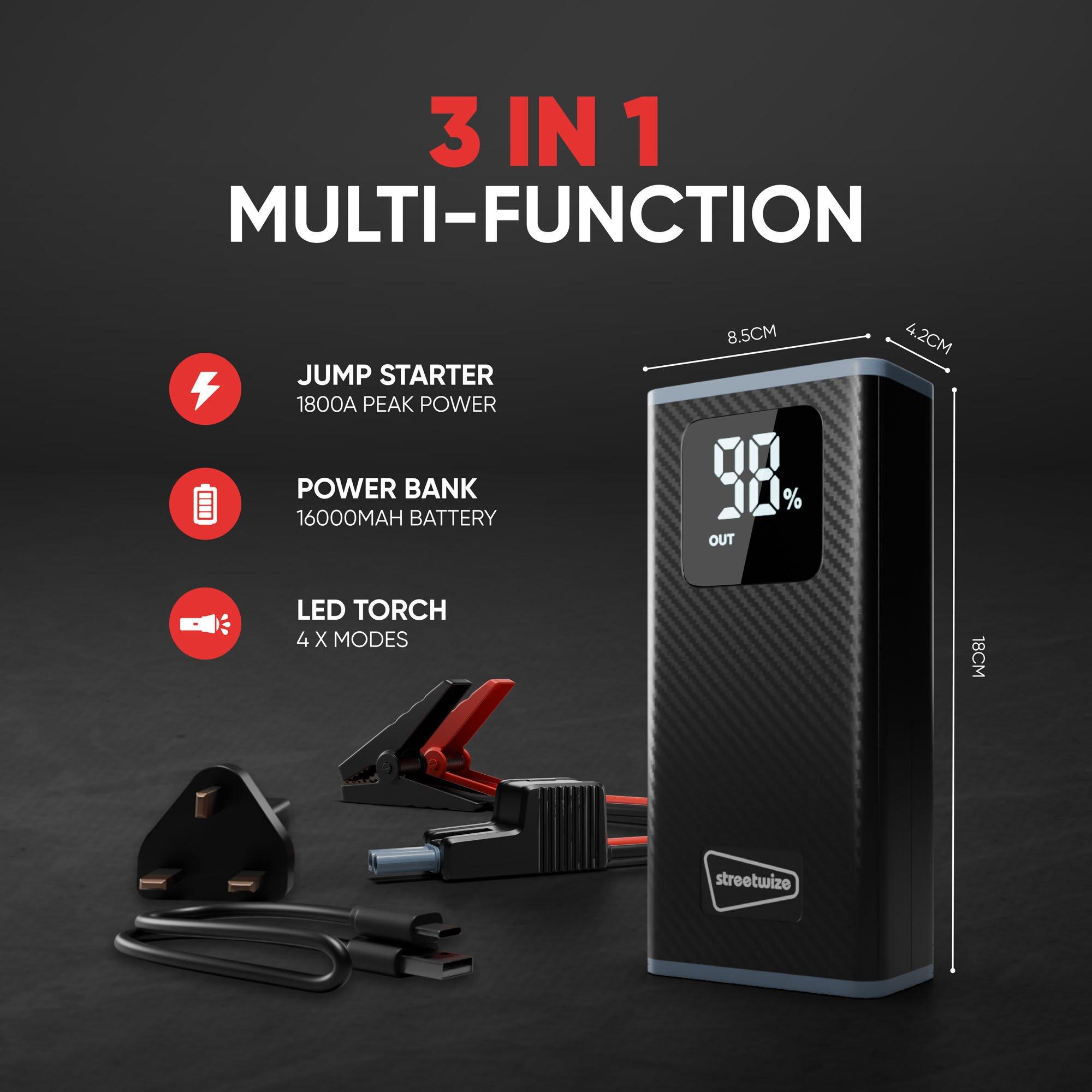 Black - Streetwize - Emergency Jump Starter & Portable Power Bank - 2