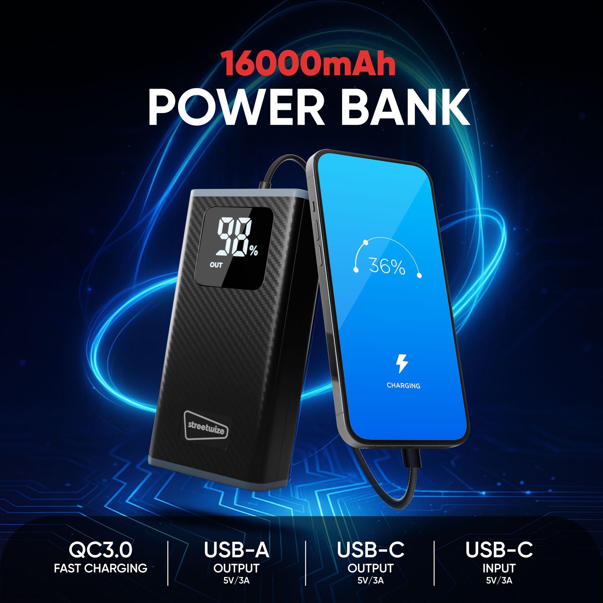 Black - Streetwize - Emergency Jump Starter & Portable Power Bank - 4