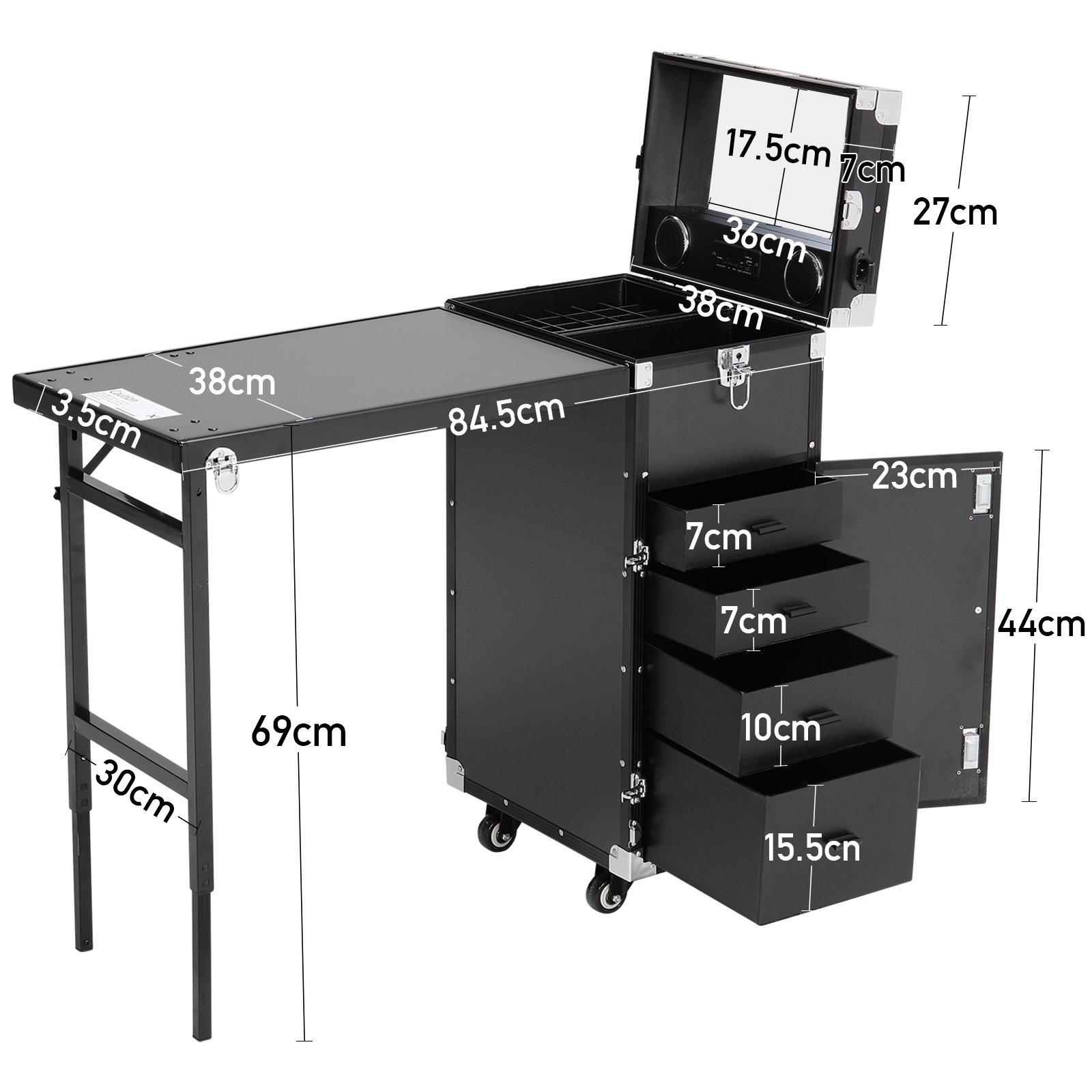 Black - SHEONLY - Foldable Rolling Manicure Table - 10