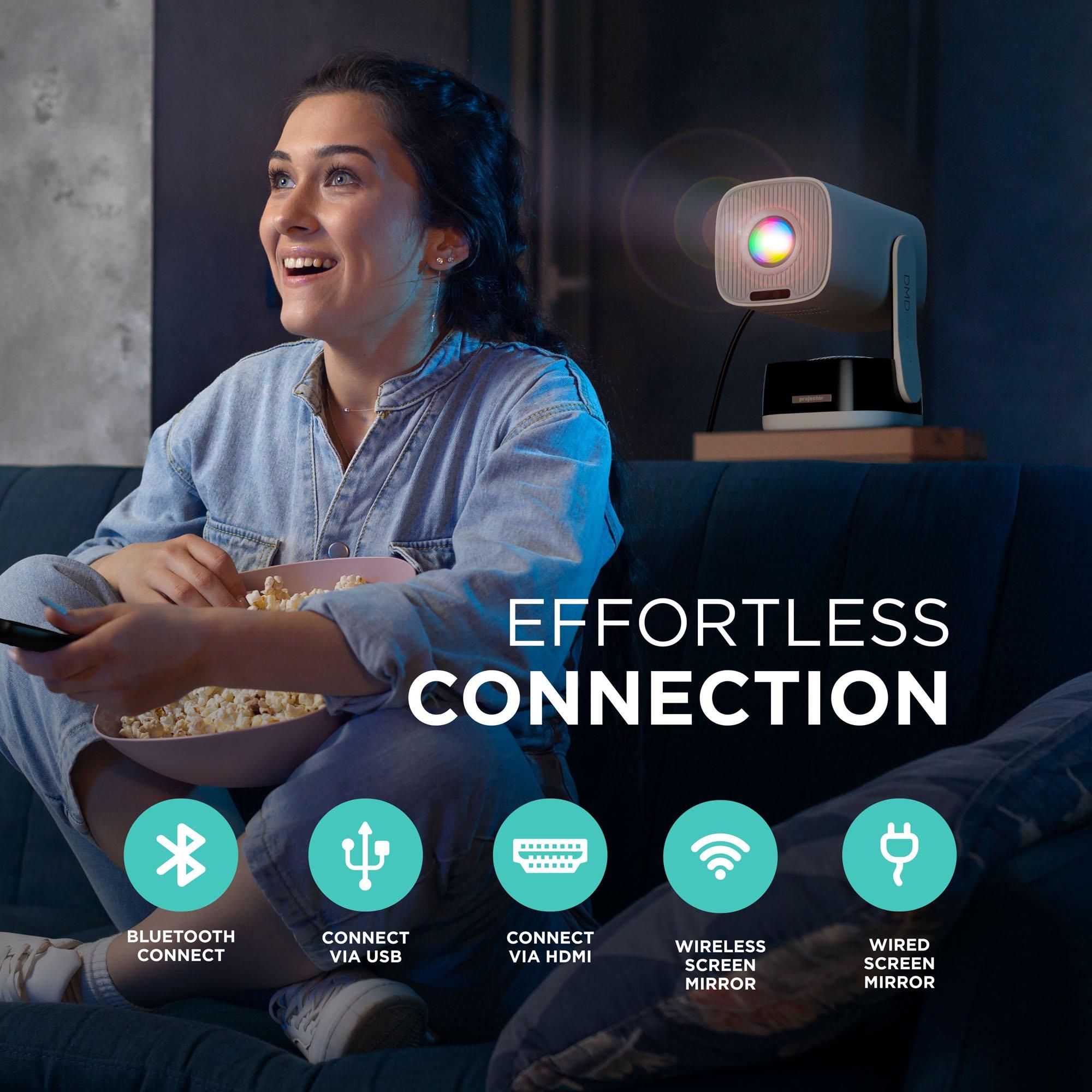 White - DMD Collective - 4K Supported Projector 18000 Lumen FHD 1080P WiFi - 3