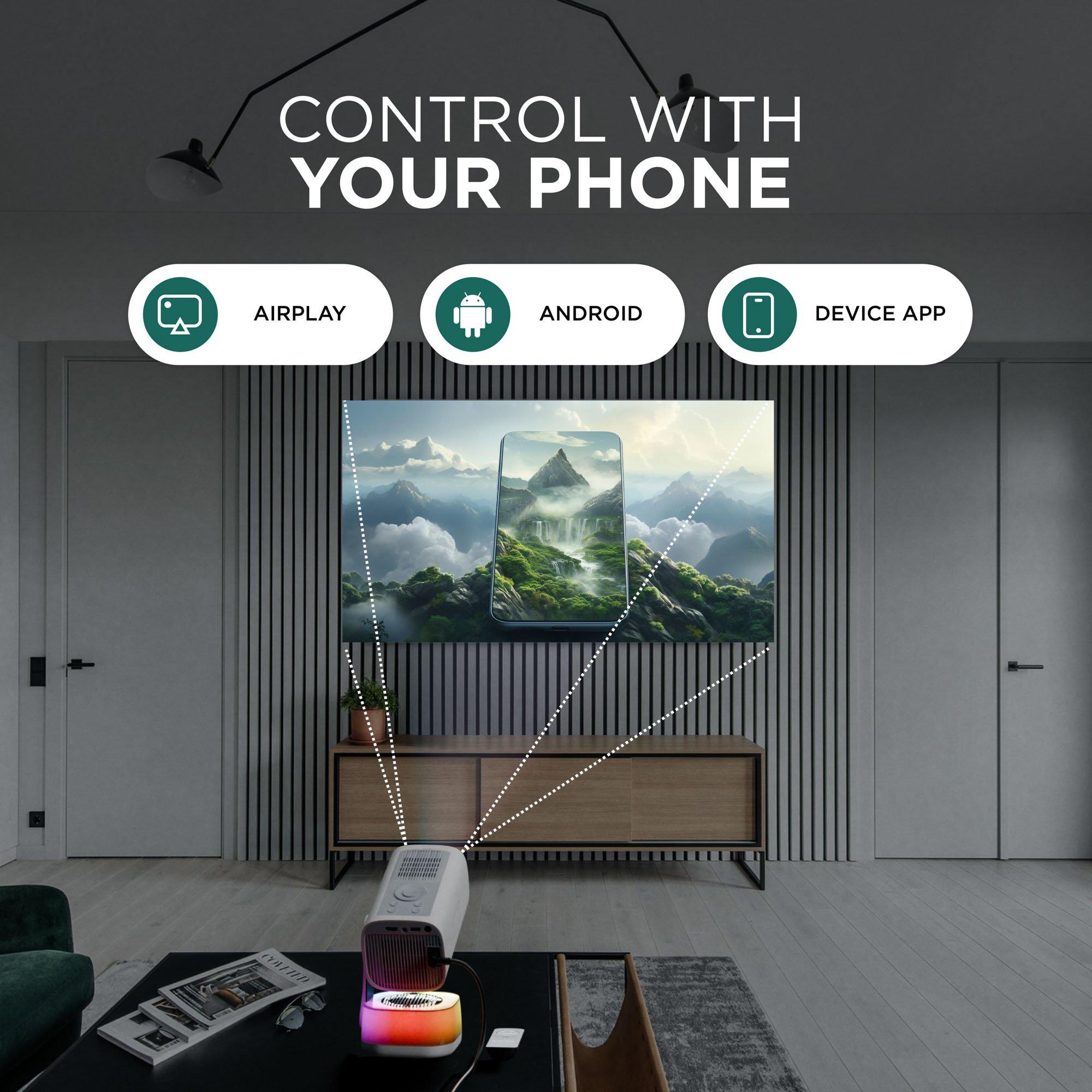 White - DMD Collective - 4K Supported Projector 18000 Lumen FHD 1080P WiFi - 5