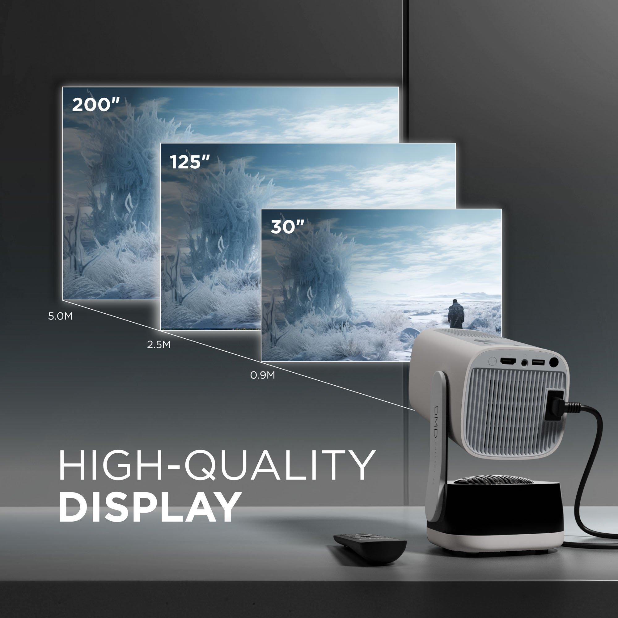 White - DMD Collective - 4K Supported Projector 18000 Lumen FHD 1080P WiFi - 6