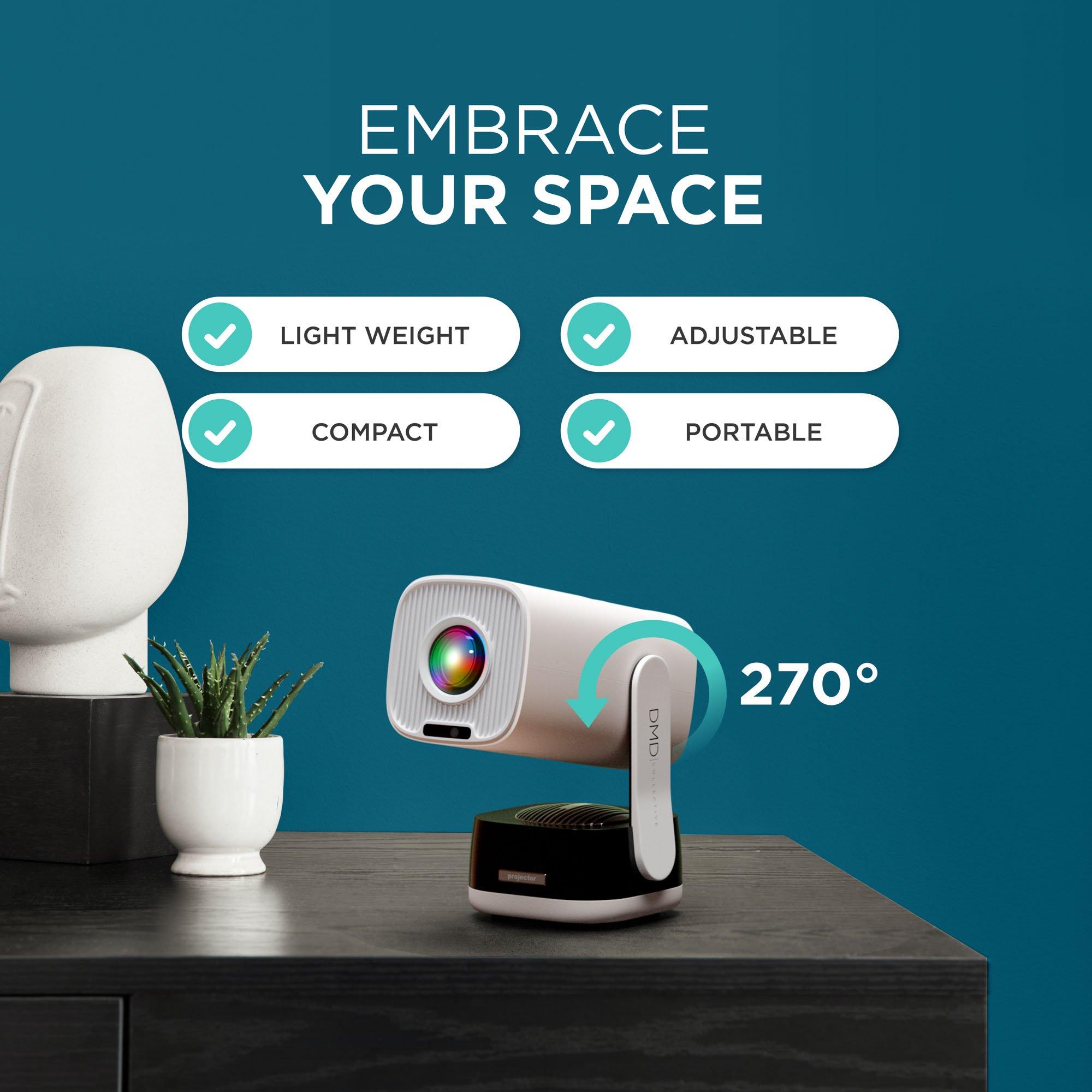 White - DMD Collective - 4K Supported Projector 18000 Lumen FHD 1080P WiFi - 8