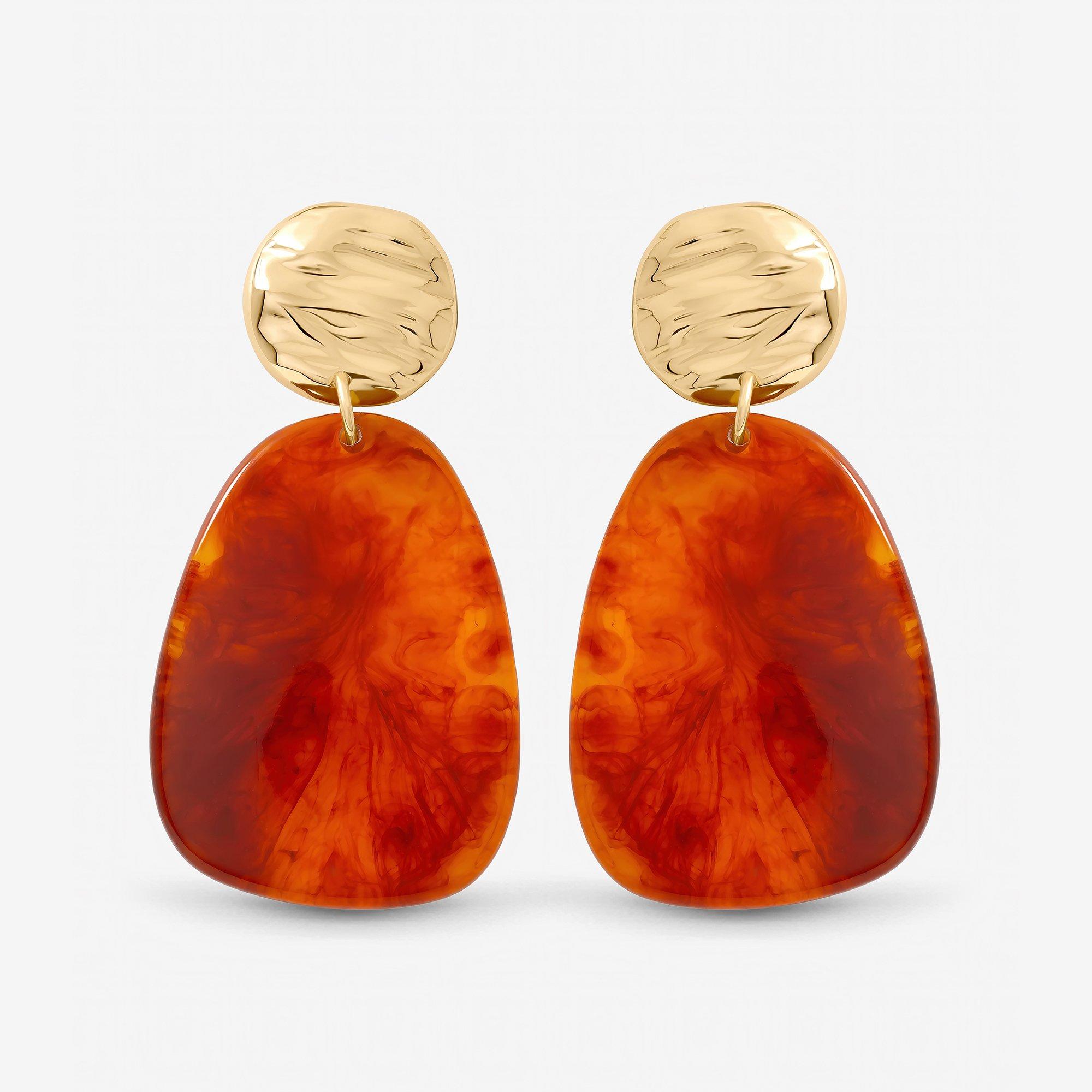 Mood Women's Plated And Resin Statement Drop Earrings Gold