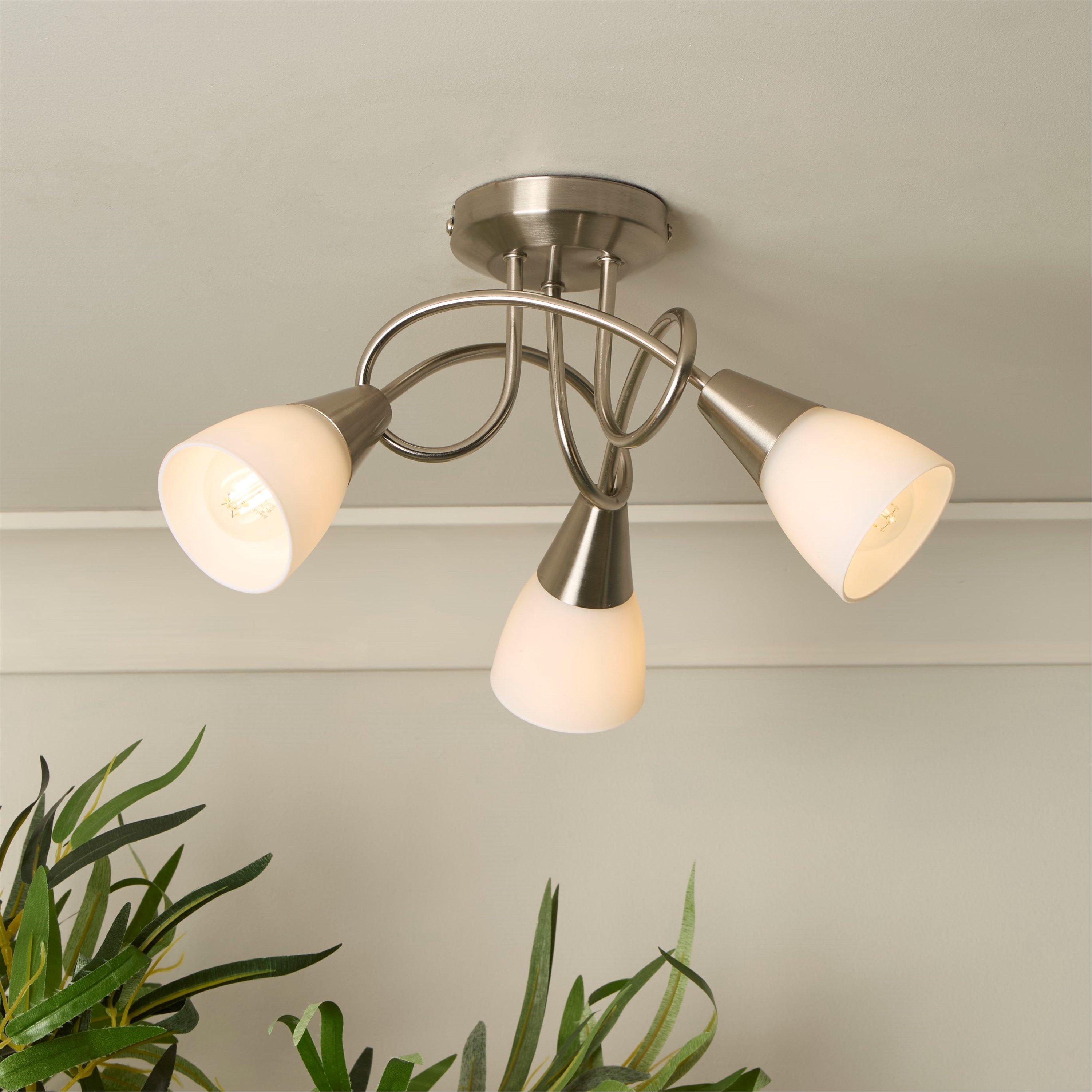 Satin Silver - Lighting Collection - Bradford Brushed Silver Ceiling Light - 1