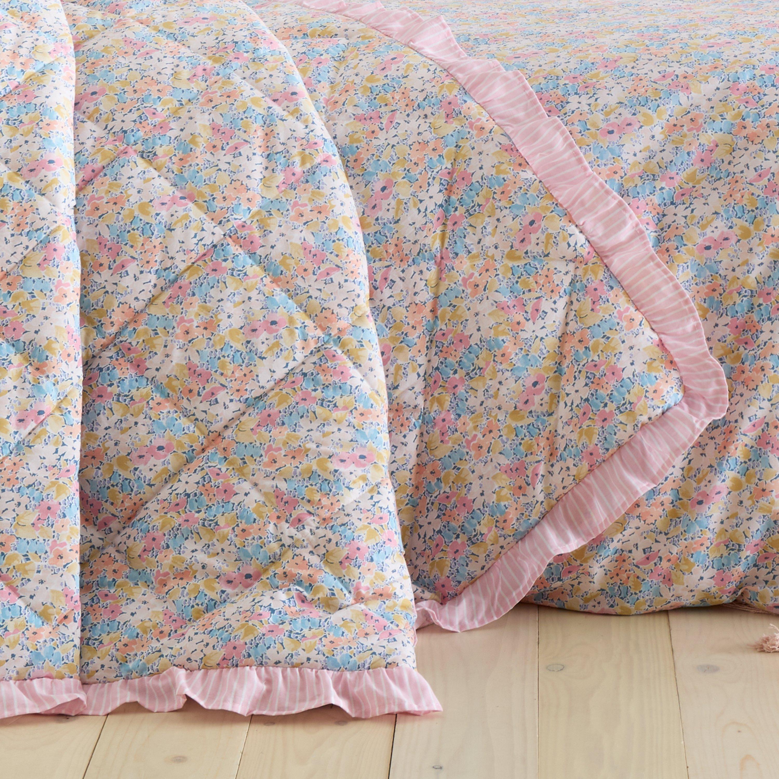 Pink - Catherine Lansfield - Darcy Floral Reversible Bedspread - 2