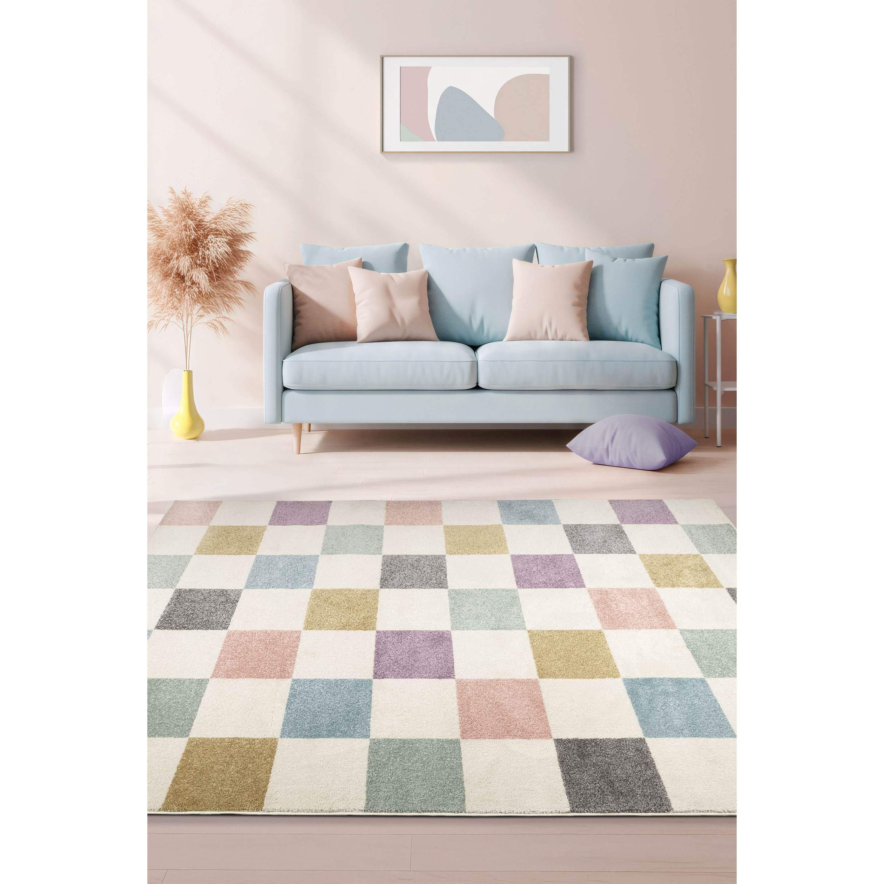 Homemaker  Echo Chequer Rug Pastel - 120x170cm
