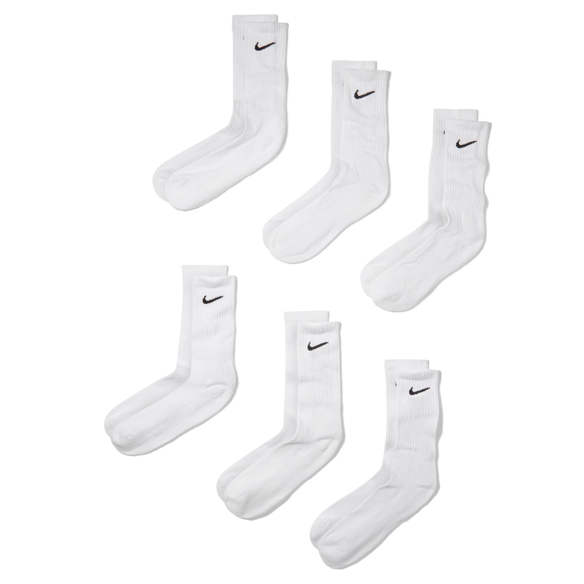 White/Black - Nike - 6-Pack Everyday Cushioned Training Crew Socks - 9