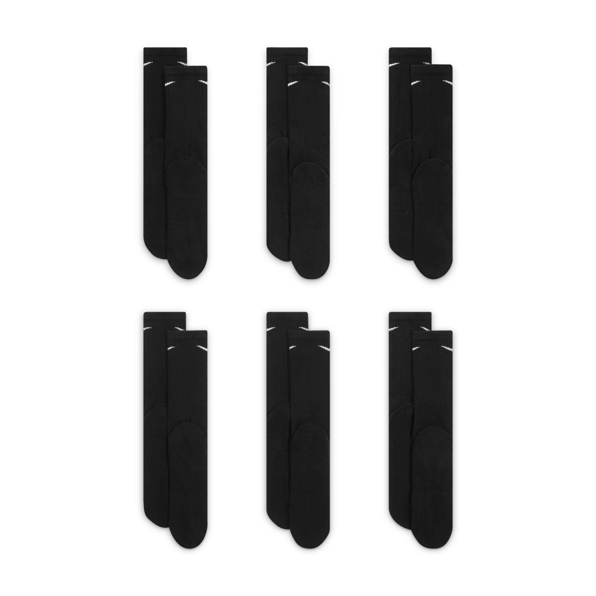 Zwart/Wit - Nike - 6-Pack Everyday Cushioned Training Crew Socks - 6