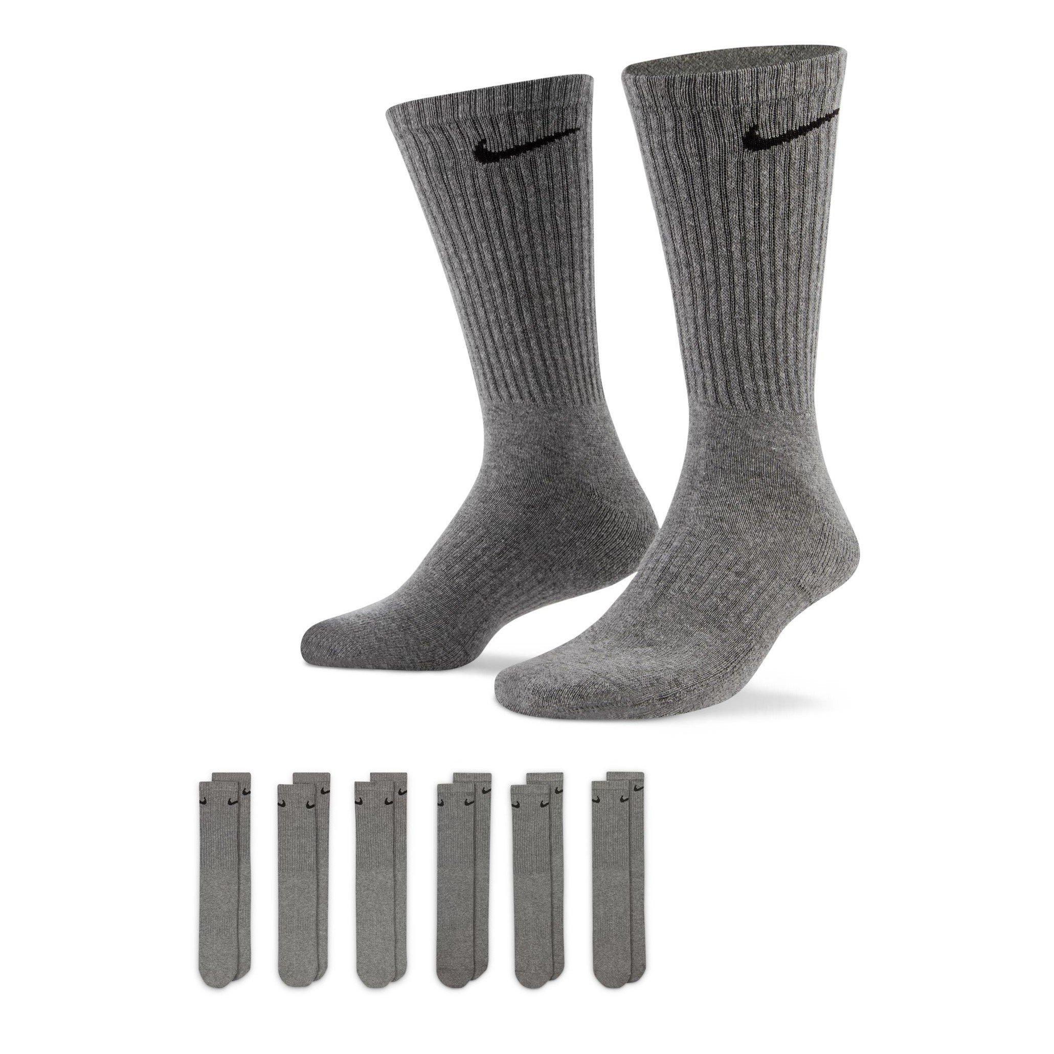 Nike Men's 6-Pack Everyday Cushioned Training Crew Socks - Grey - 2-5 (S)