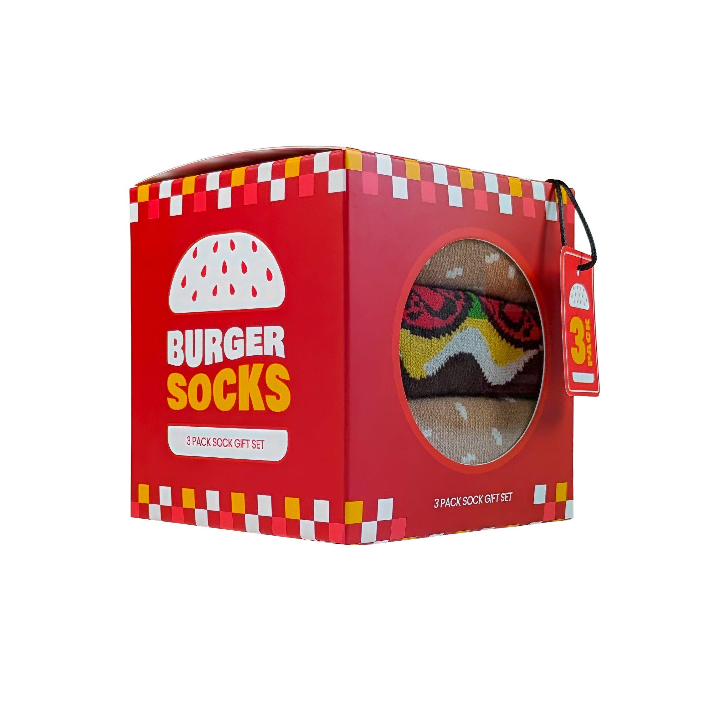 Red - Orrsum Sock Company - Mens Burger 3-Pack Socks Gift Box - 1
