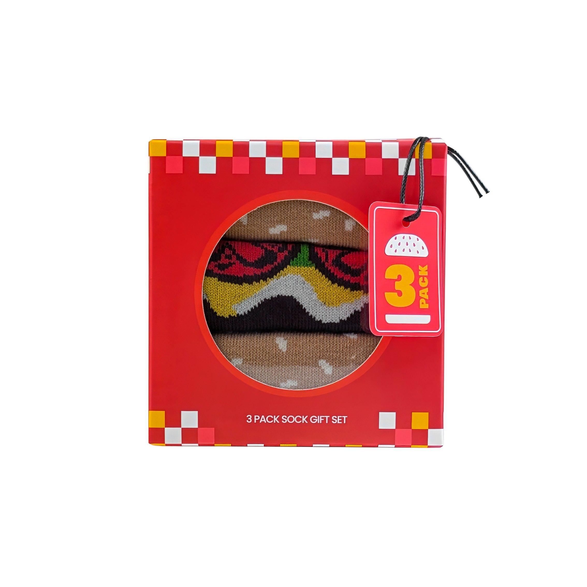 Red - Orrsum Sock Company - Mens Burger 3-Pack Socks Gift Box - 2