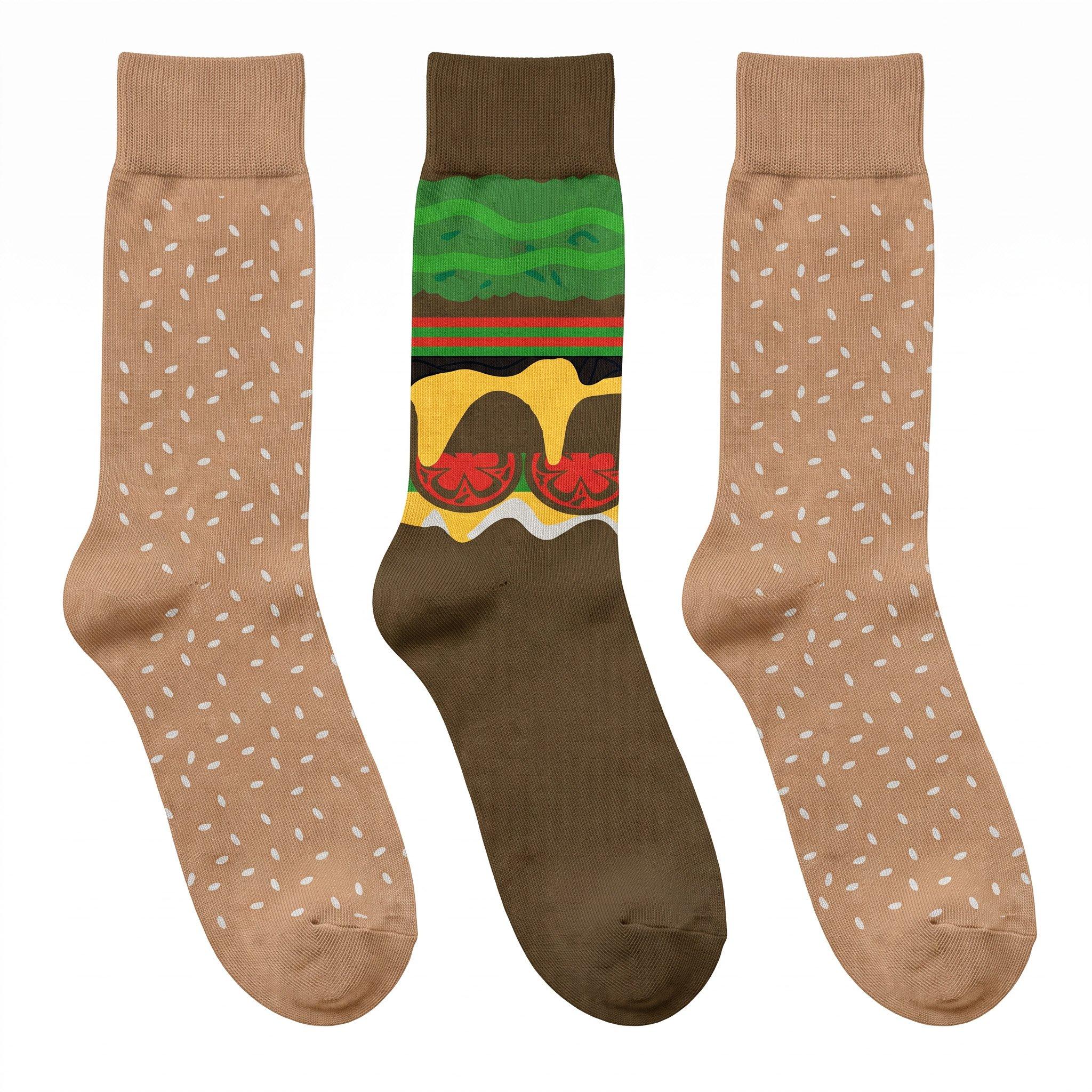 Red - Orrsum Sock Company - Mens Burger 3-Pack Socks Gift Box - 3