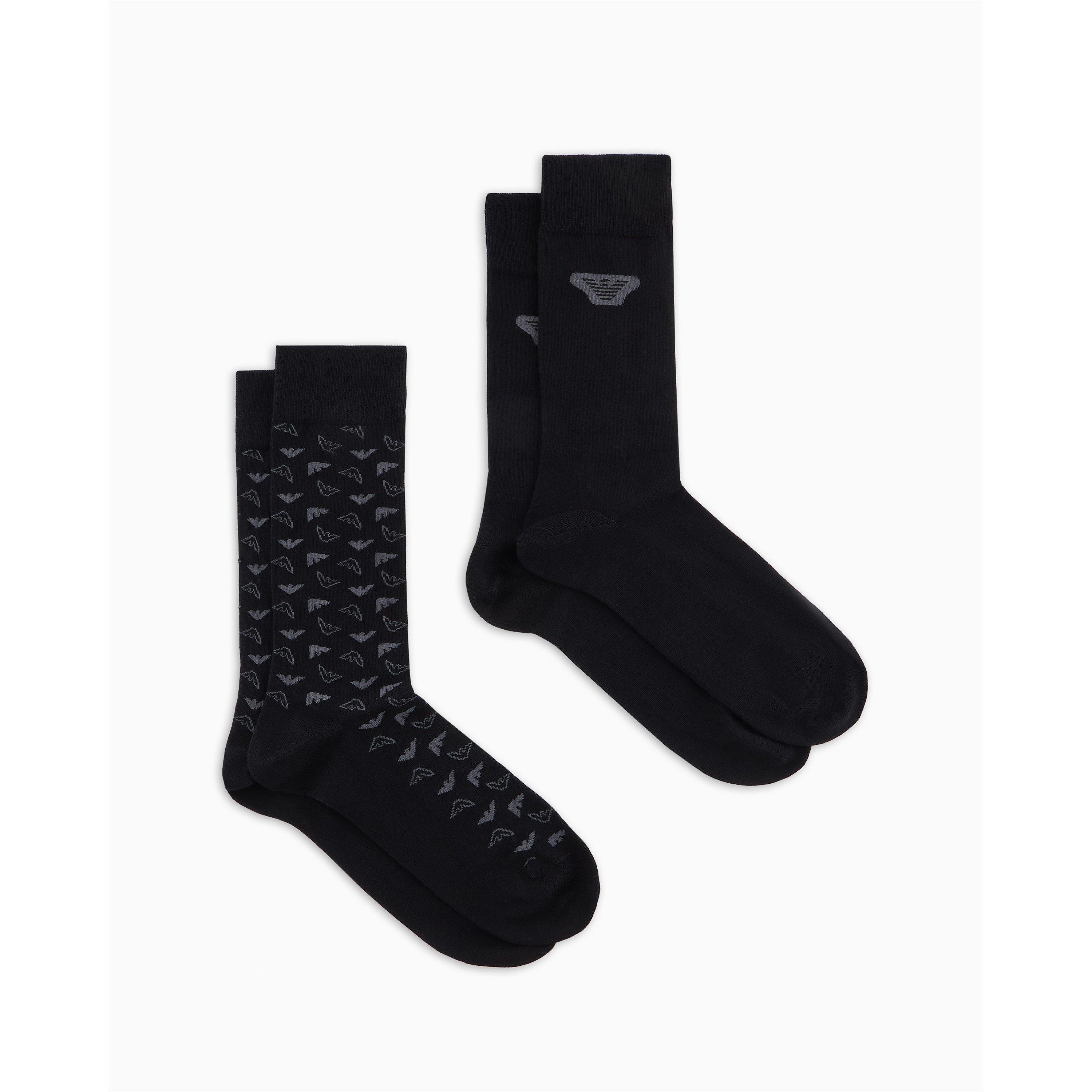 Black 00020 - Emporio Armani - Men's Knitted Crew Socks - 1