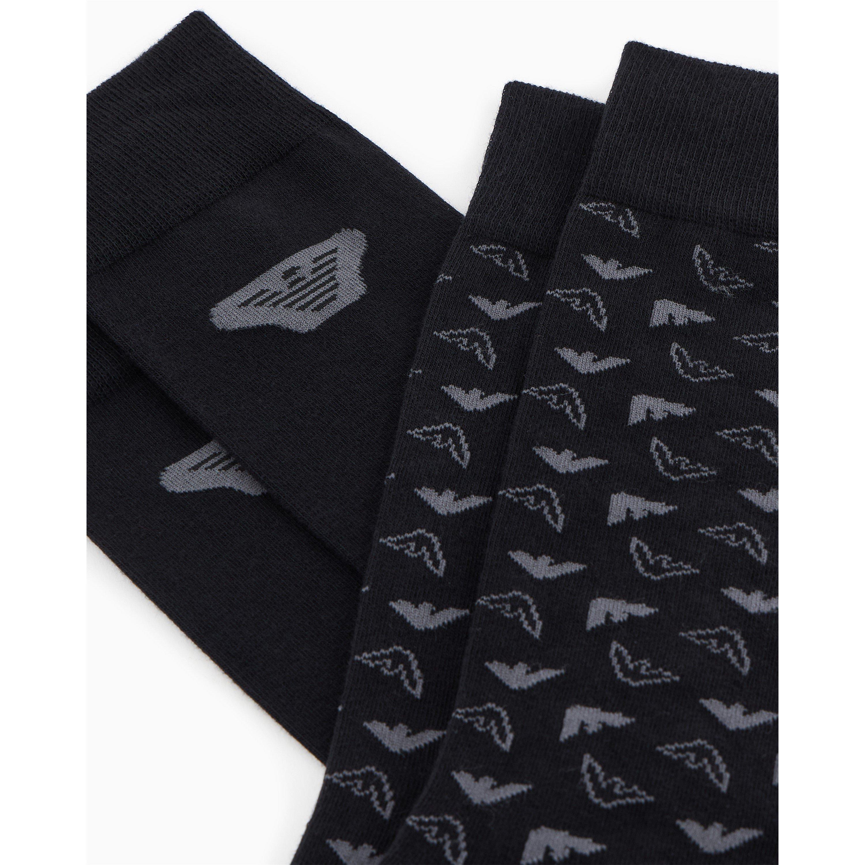 Black 00020 - Emporio Armani - Men's Knitted Crew Socks - 2