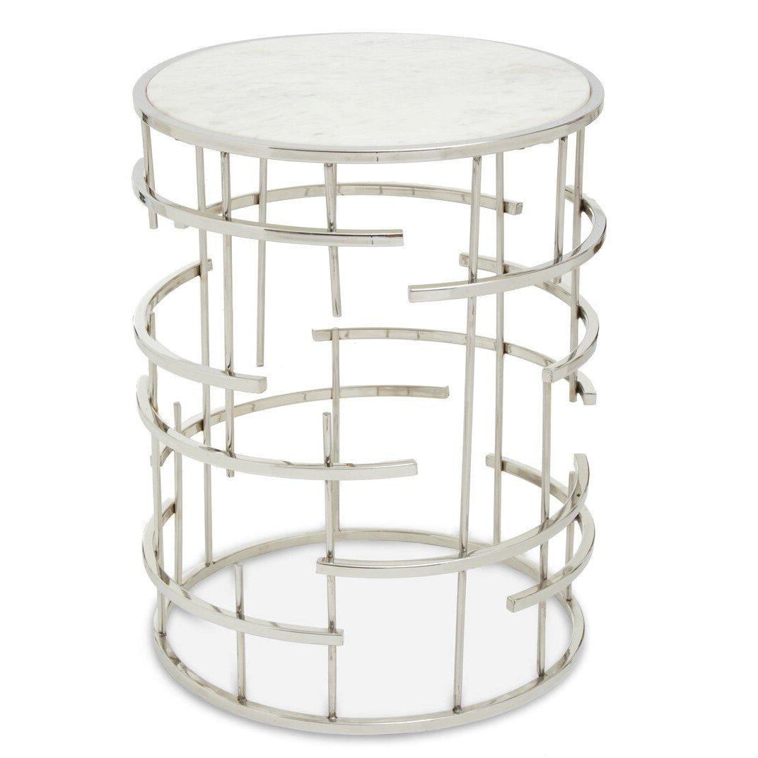 Interiors By Premier  Jaipur Marble Top Side Table - Silver