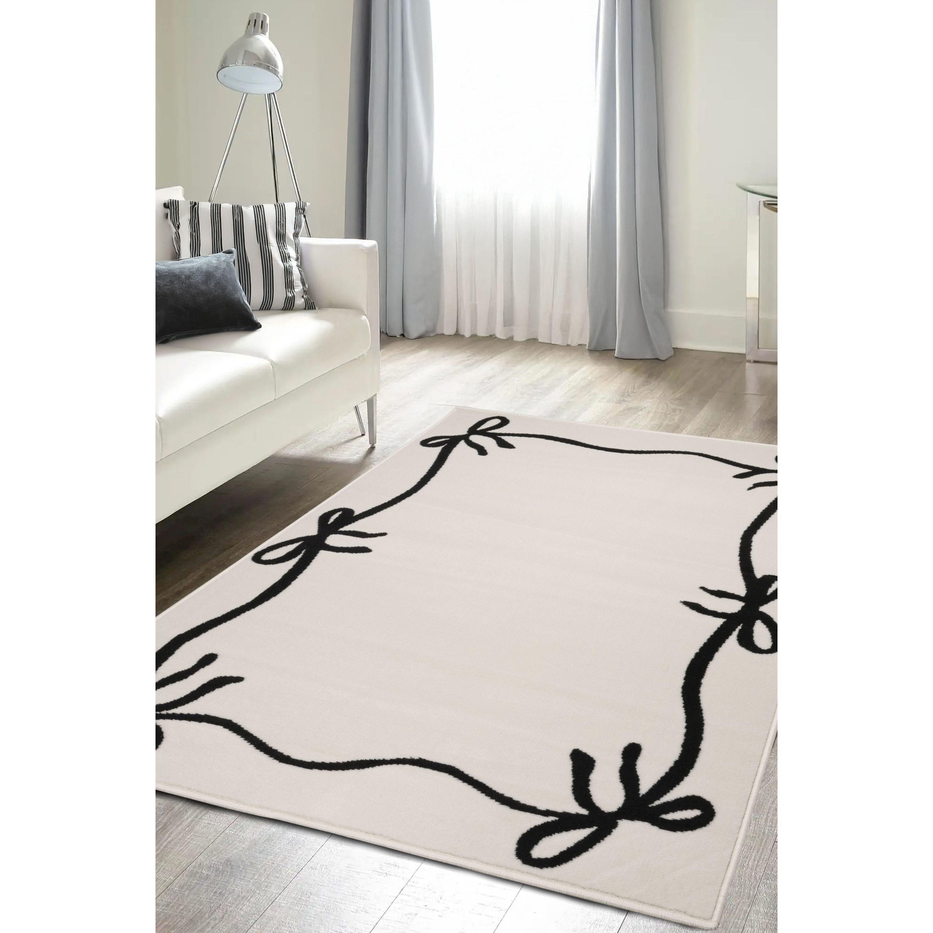 Monochrome - Homemaker - Maestro Monochrome Bow Border Rug - 1