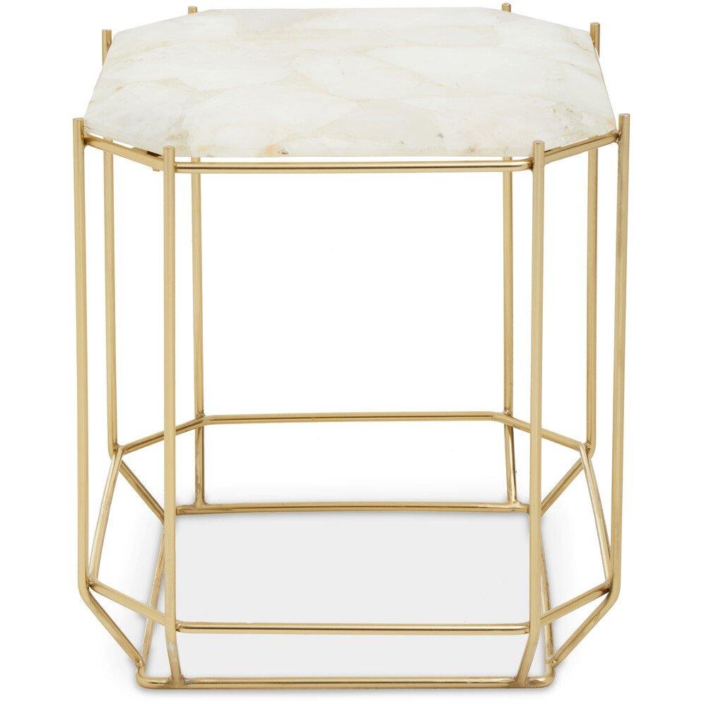 Interiors By Premier  Jaipur White Quartz Side Table - Gold