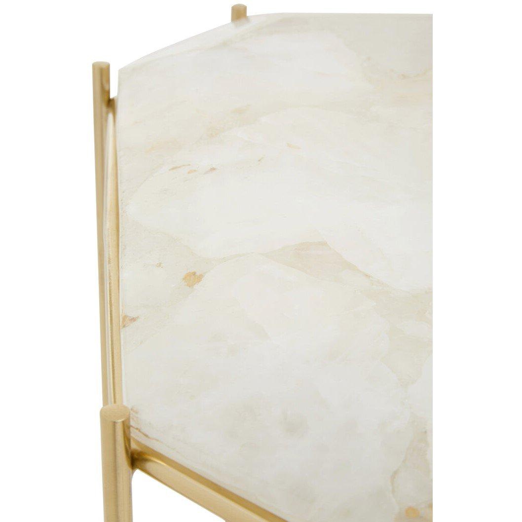 Gold - Interiors by Premier - Jaipur White Quartz Side Table - 2