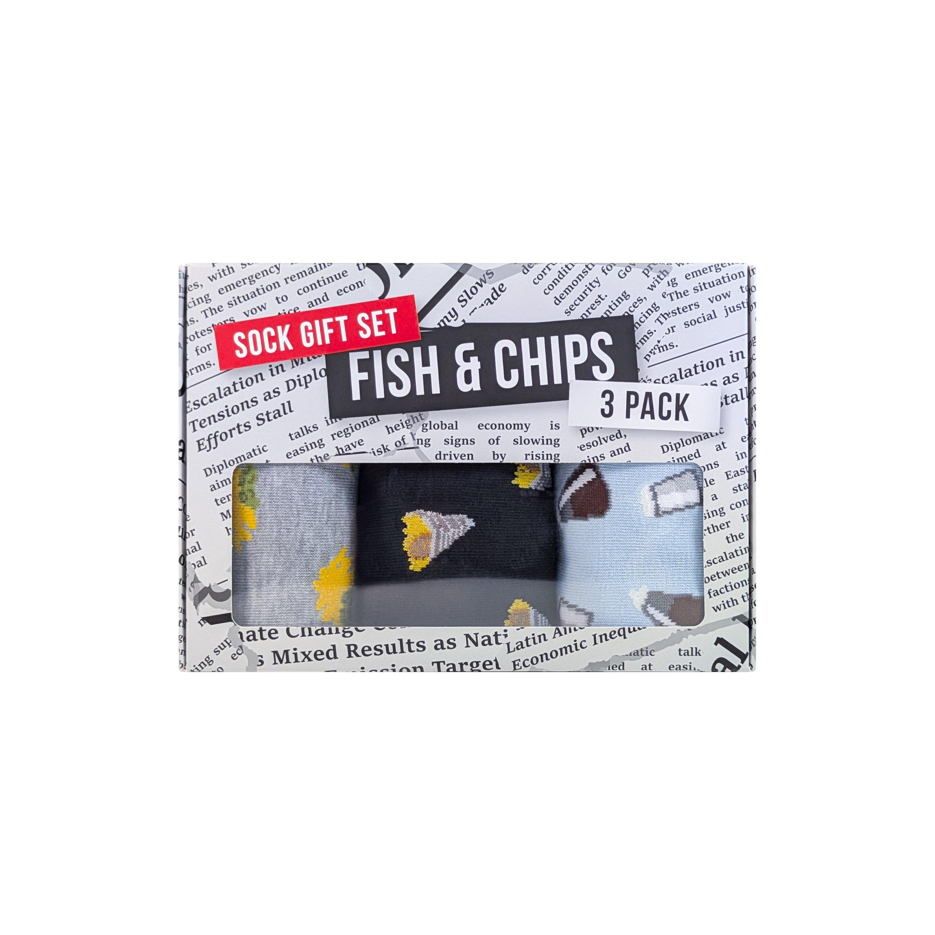 White - Orrsum Sock Company - Mens Fish & Chips 3-Pack Socks Gift Box - 2
