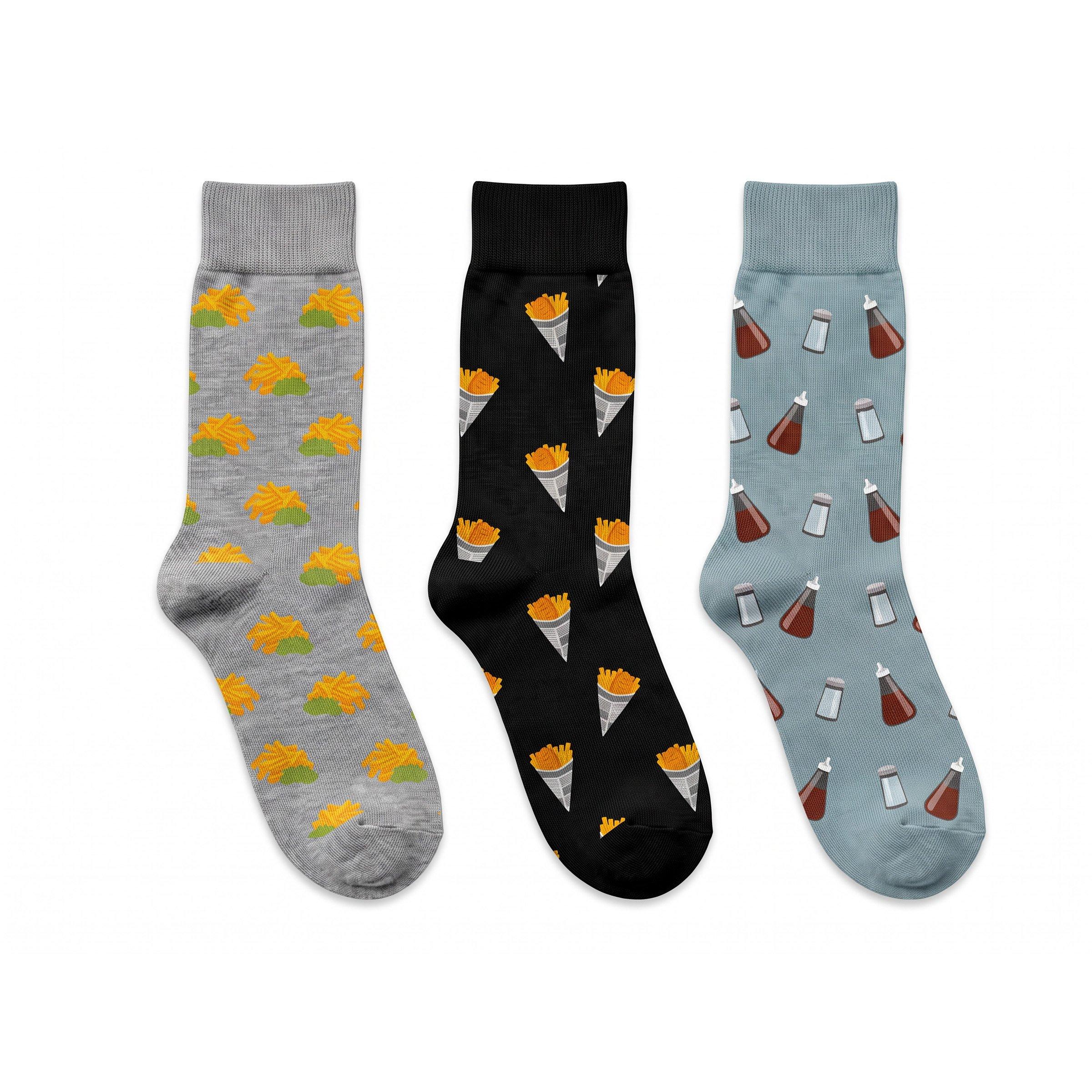 White - Orrsum Sock Company - Mens Fish & Chips 3-Pack Socks Gift Box - 3