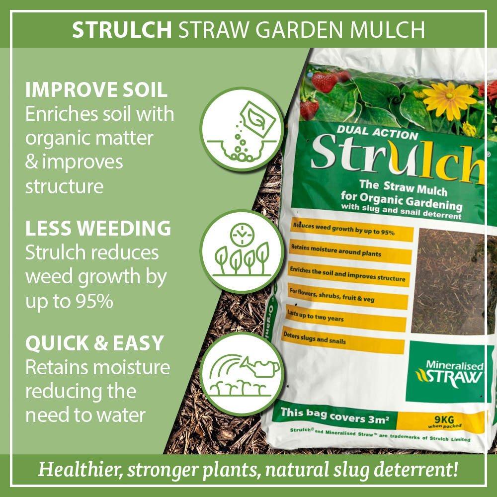 Brown - YouGarden - Strulch Mineralised Straw Garden Mulch 9kg - 3