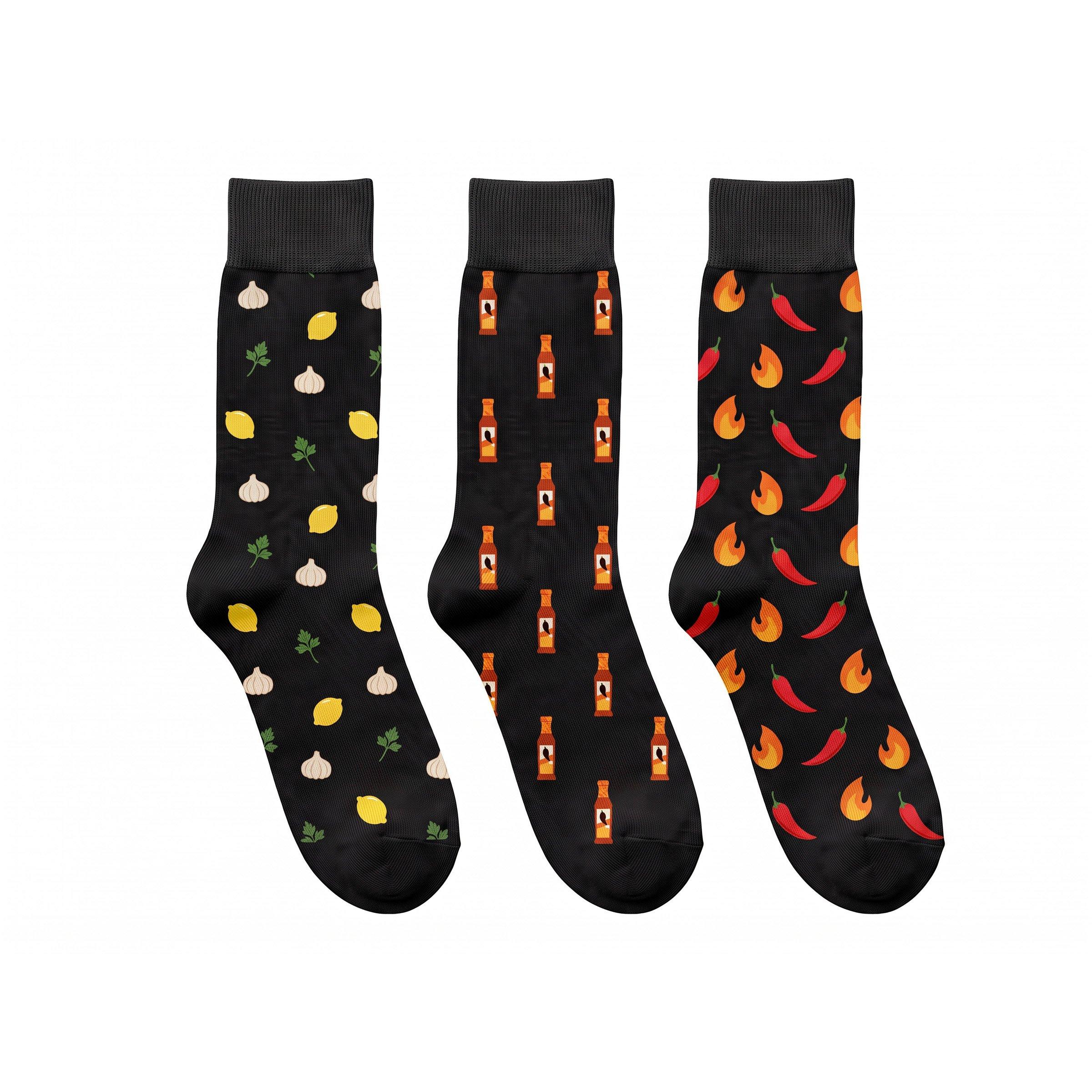 Yellow - Orrsum Sock Company - Mens Peri Peri Sauce 3-Pack Socks Gift Box - 3
