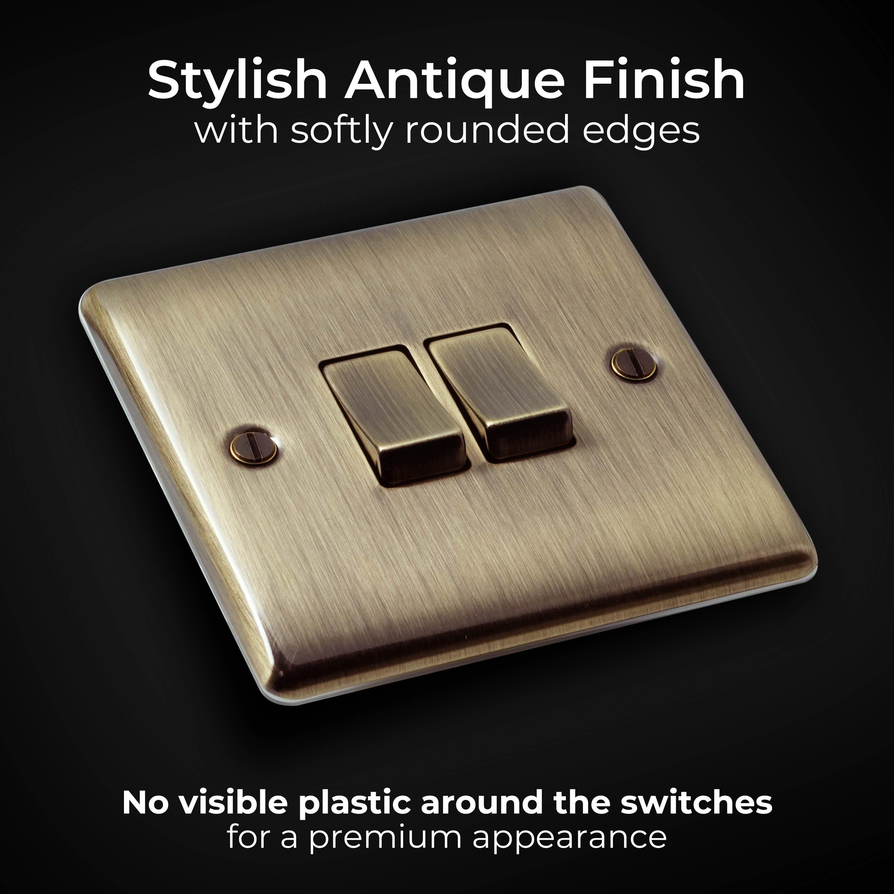 Antique Brass - BG - BG Nexus Metal Double Light Switch Antique Brass - 4