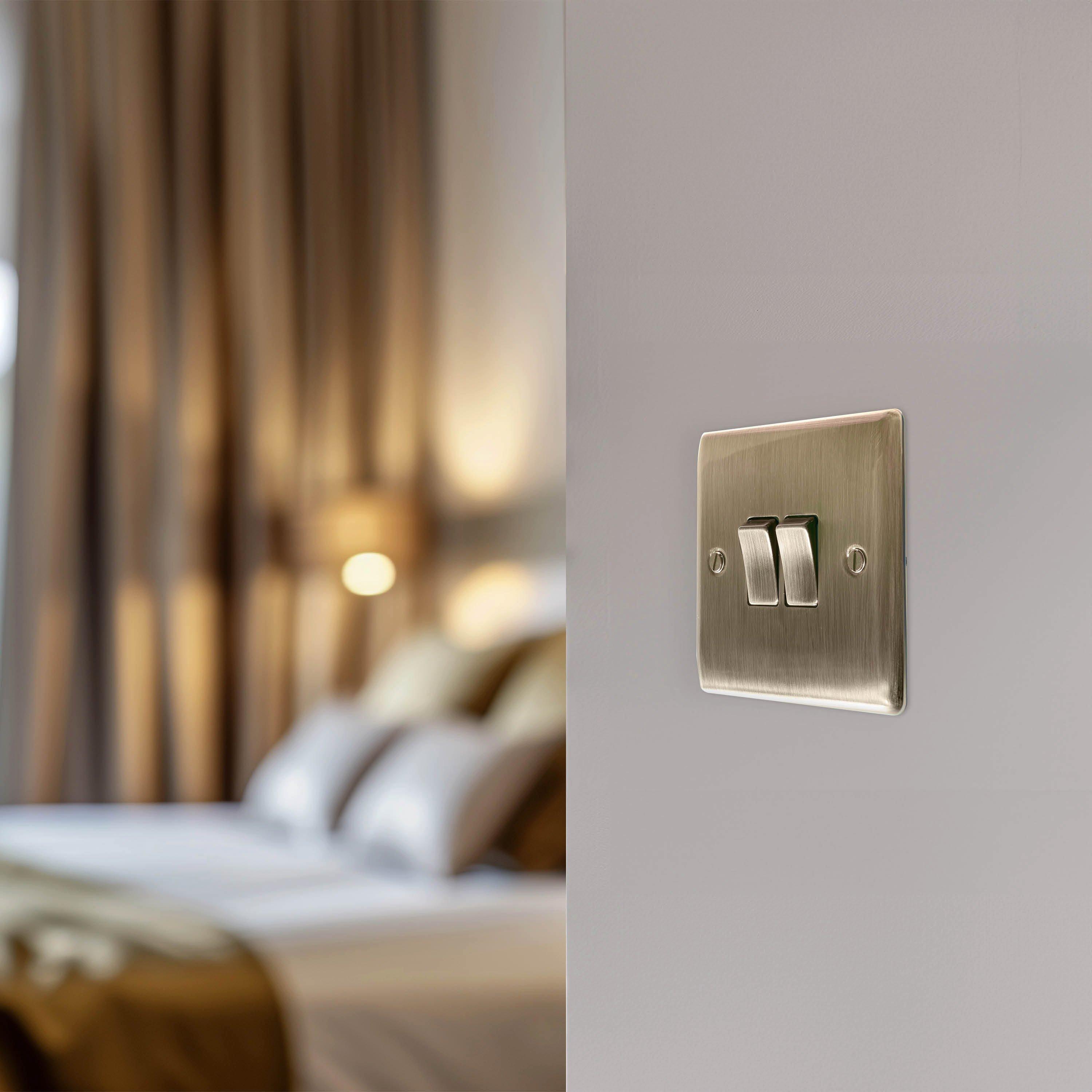 Antique Brass - BG - BG Nexus Metal Double Light Switch Antique Brass - 8