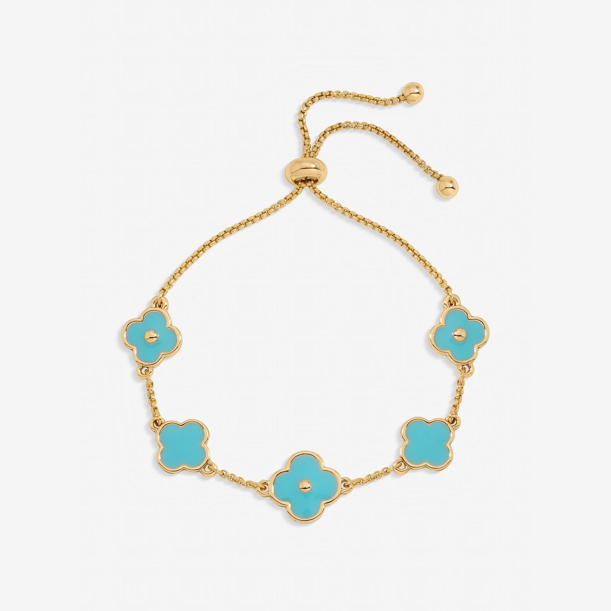 Gold - Mood - Gold Plated and Turquoise Clover Bracelet