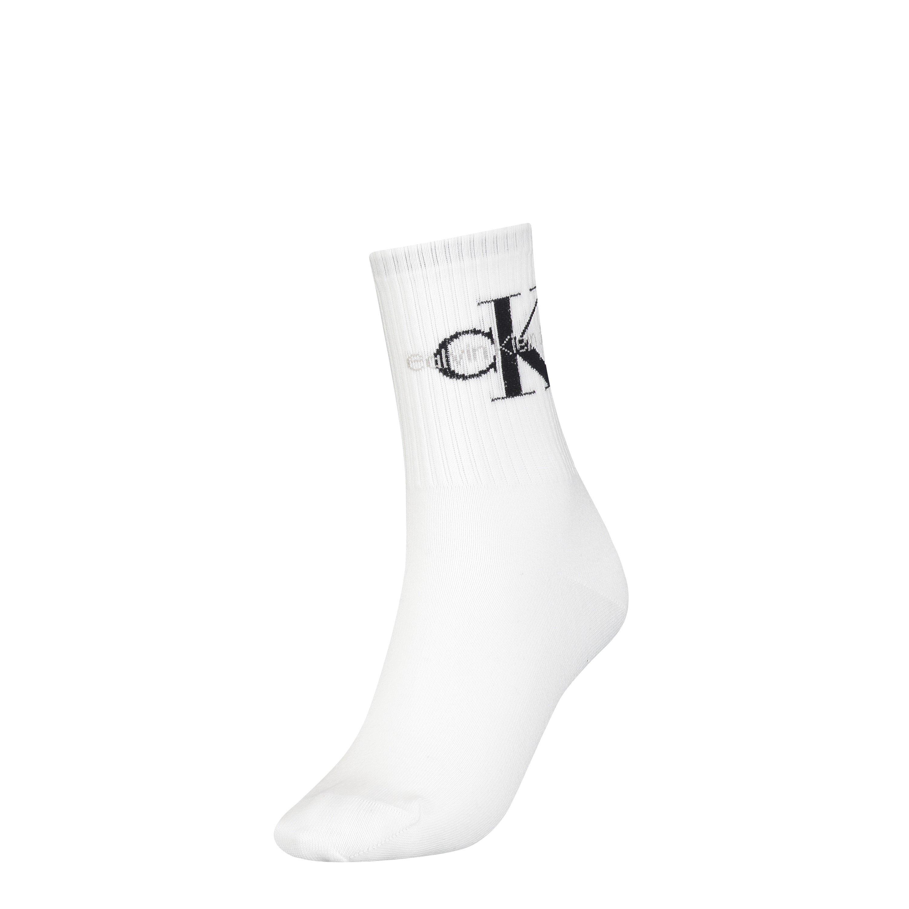 Calvin Klein Women's Mono Logo Crew Socks - White