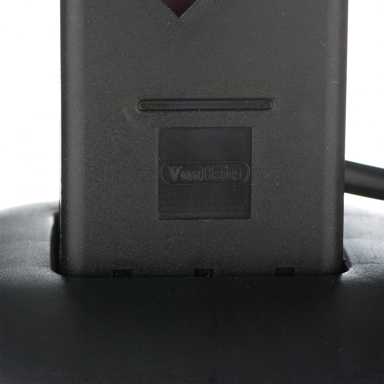 Black - VonHaus - Tower Extension Lead with USB Power Surge - 4