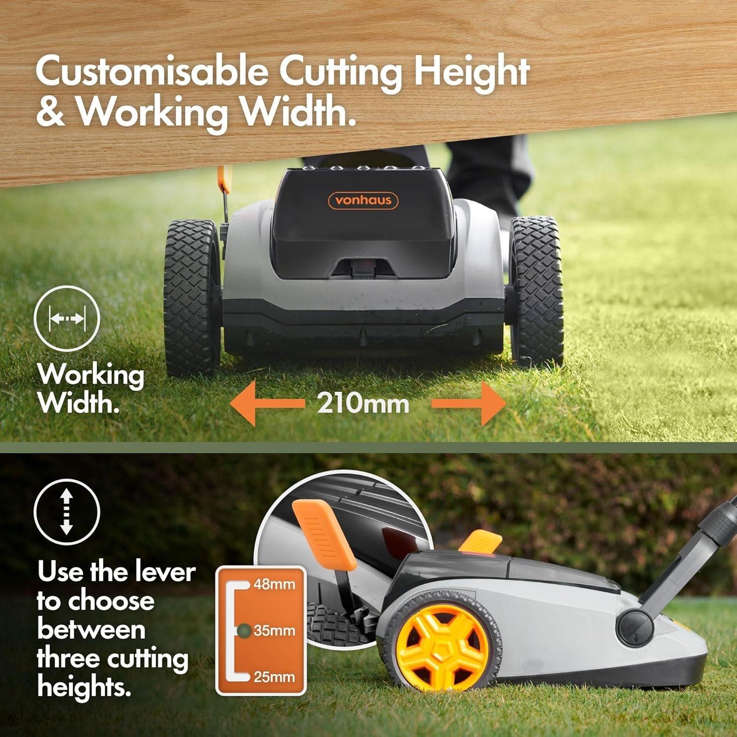 Grey - VonHaus - 18V Cordless Mini Lawn Mower - 5