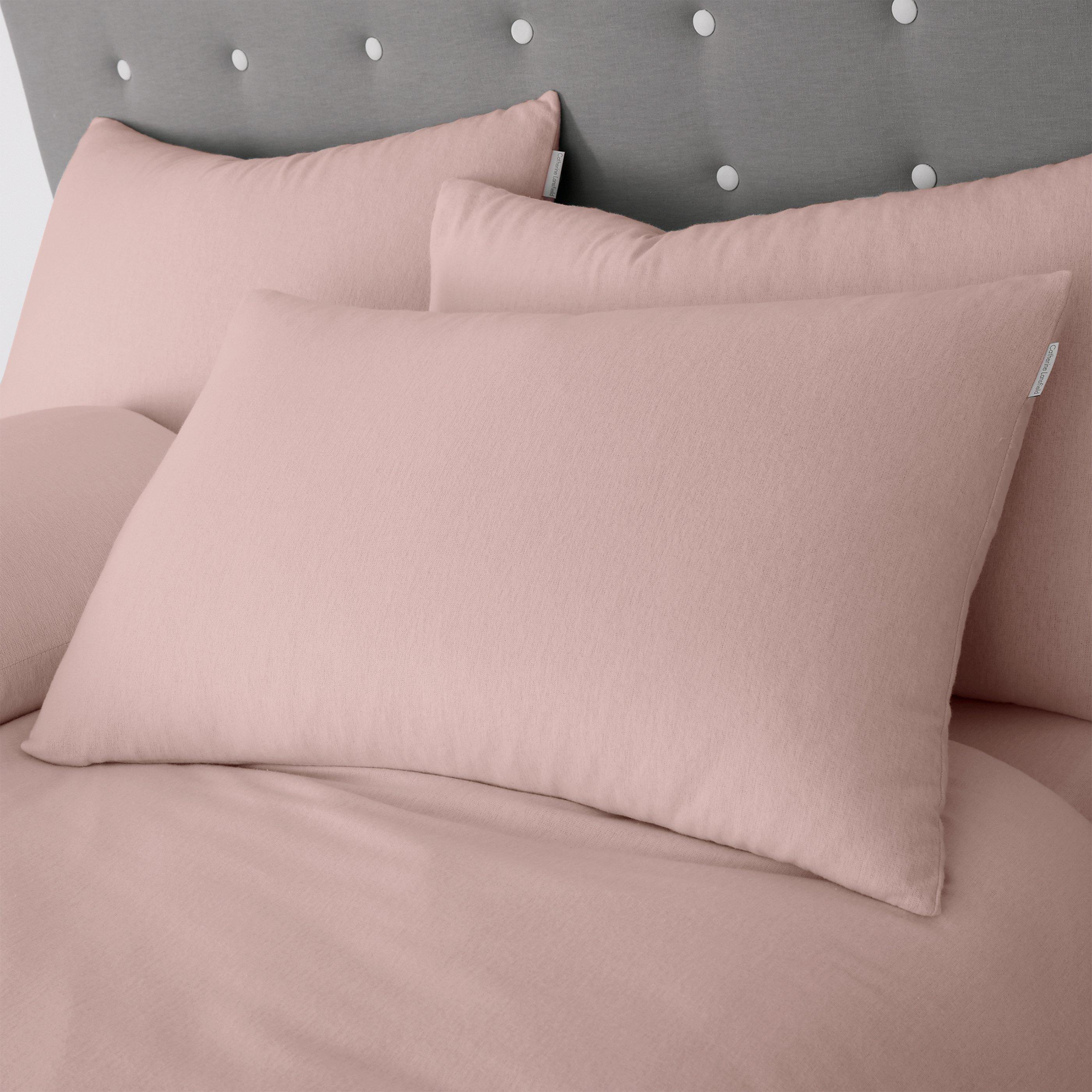 Pink - Catherine Lansfield - Brushed Cotton Duvet Cover Set - 2