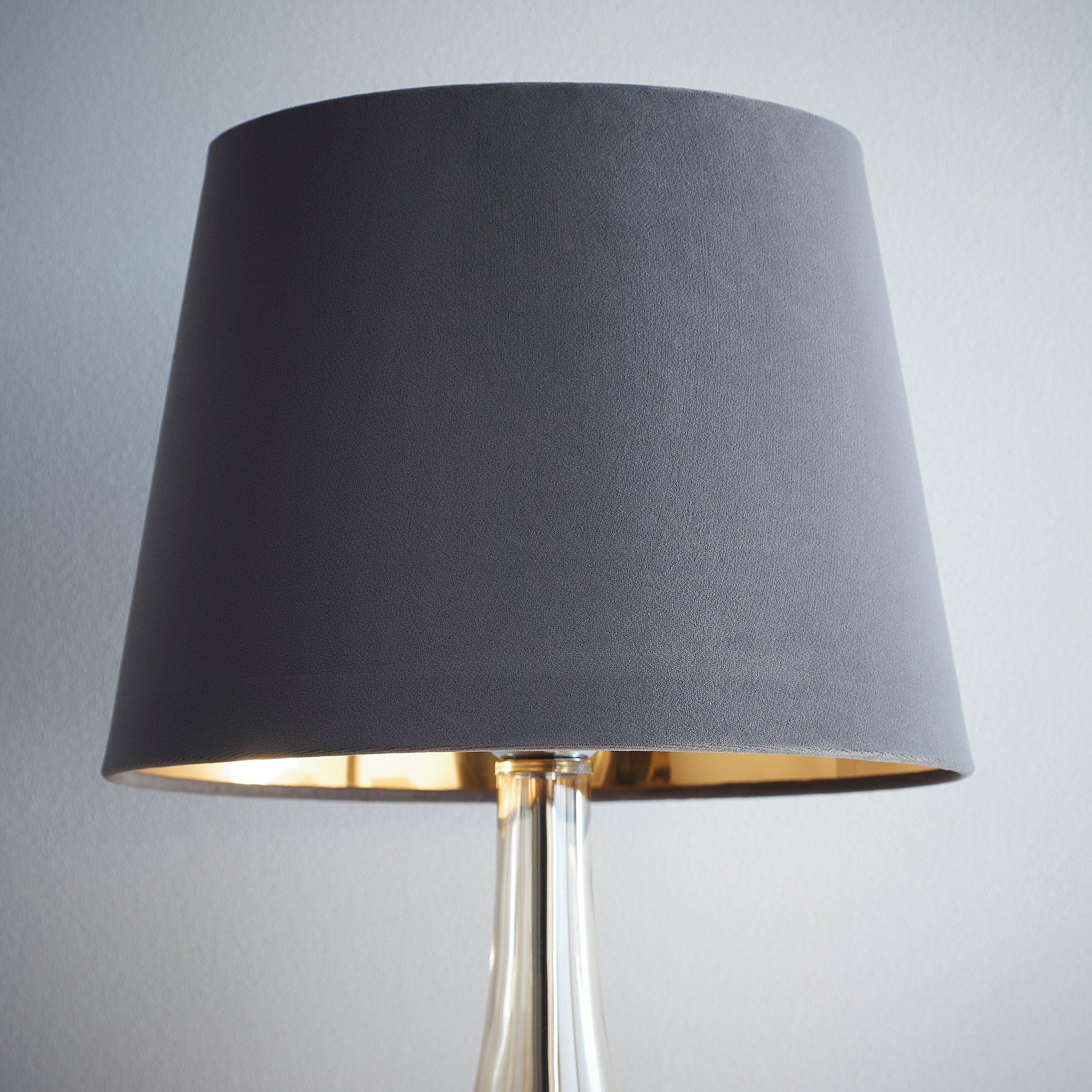 Grey - K Living - Grey Velvet Empire Light Shade Gold Inner - 1