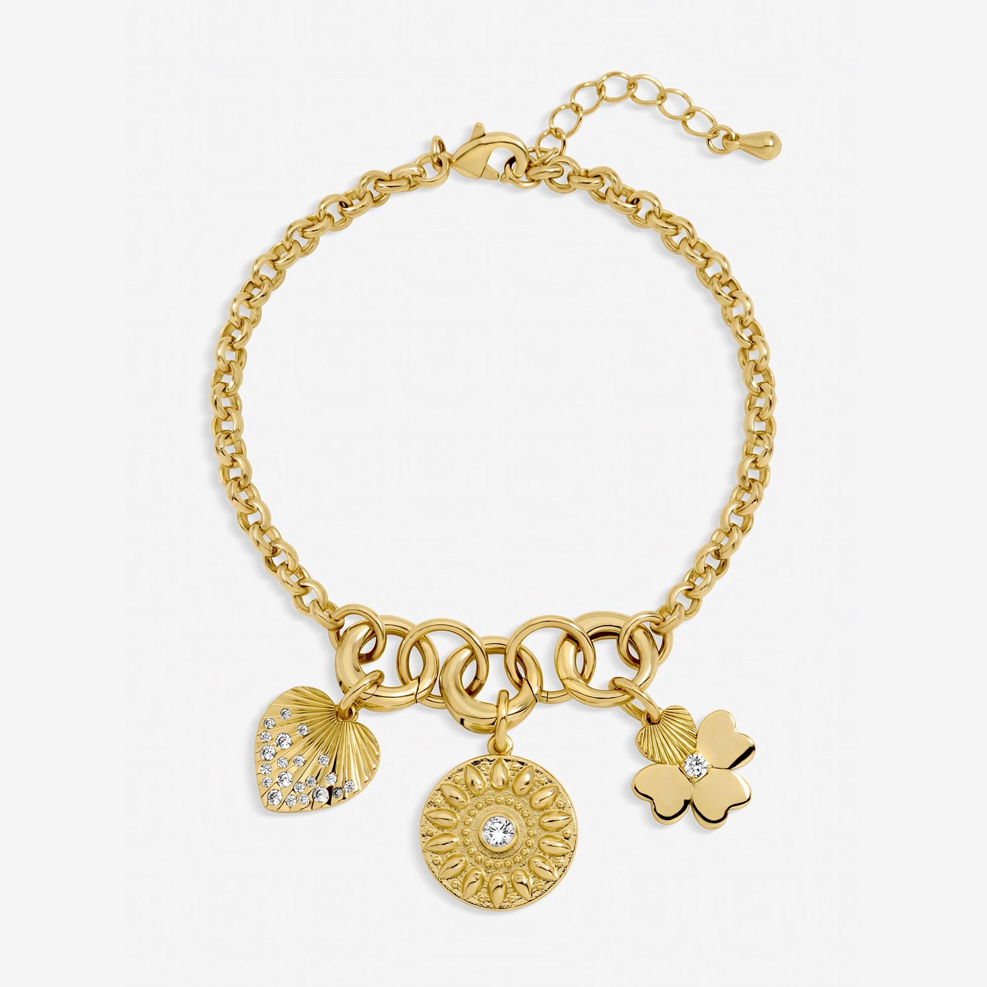 Gold - Inicio - Gold Plated Multi Charm Bracelet - Gift Pouch