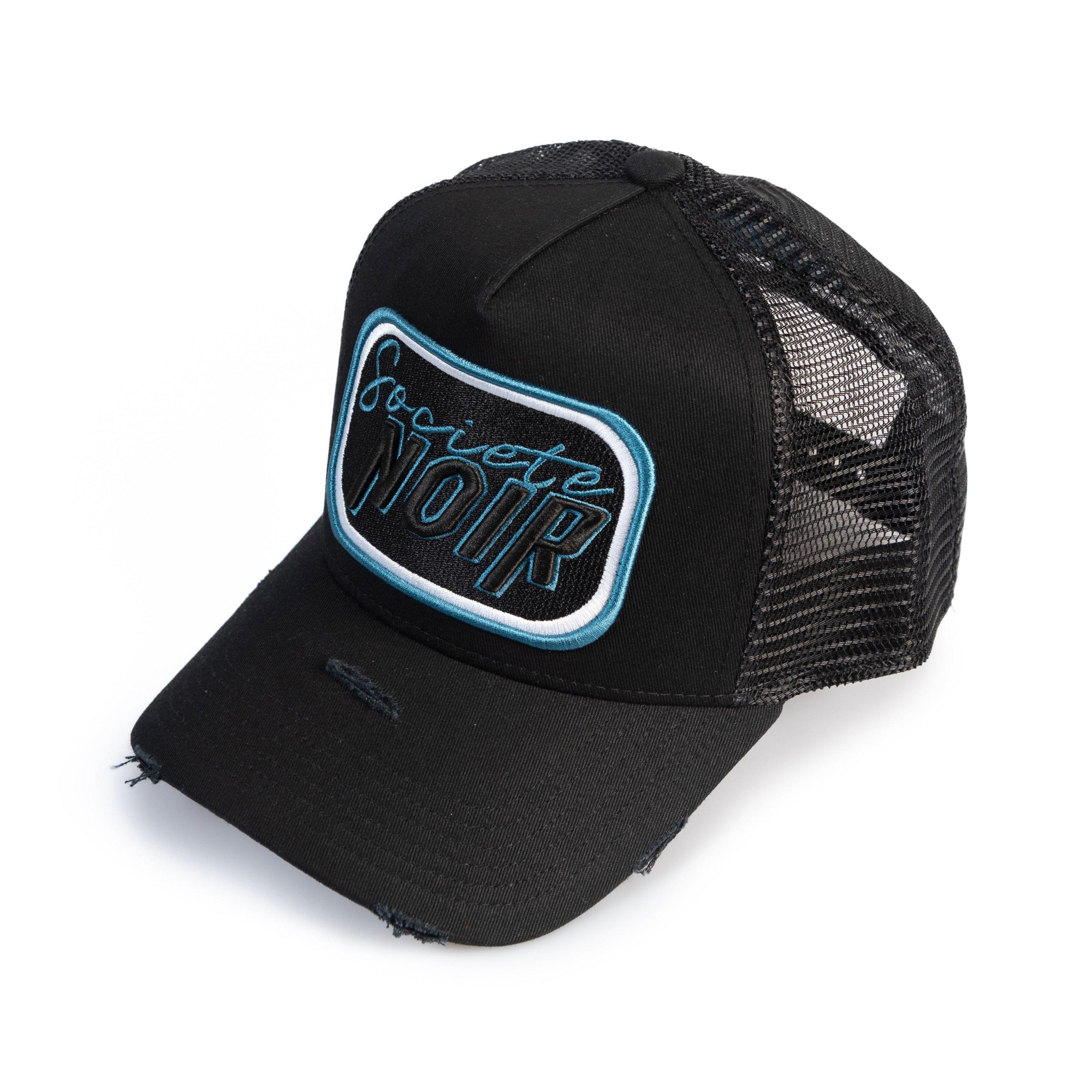 Blåt Stål - Societe Noir - Men's Script Mesh Trucker Cap - 1