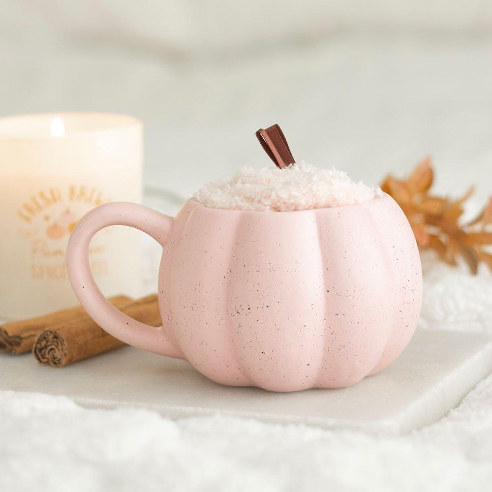 Something Different  Pumpkin Mug And Socks Set Pink