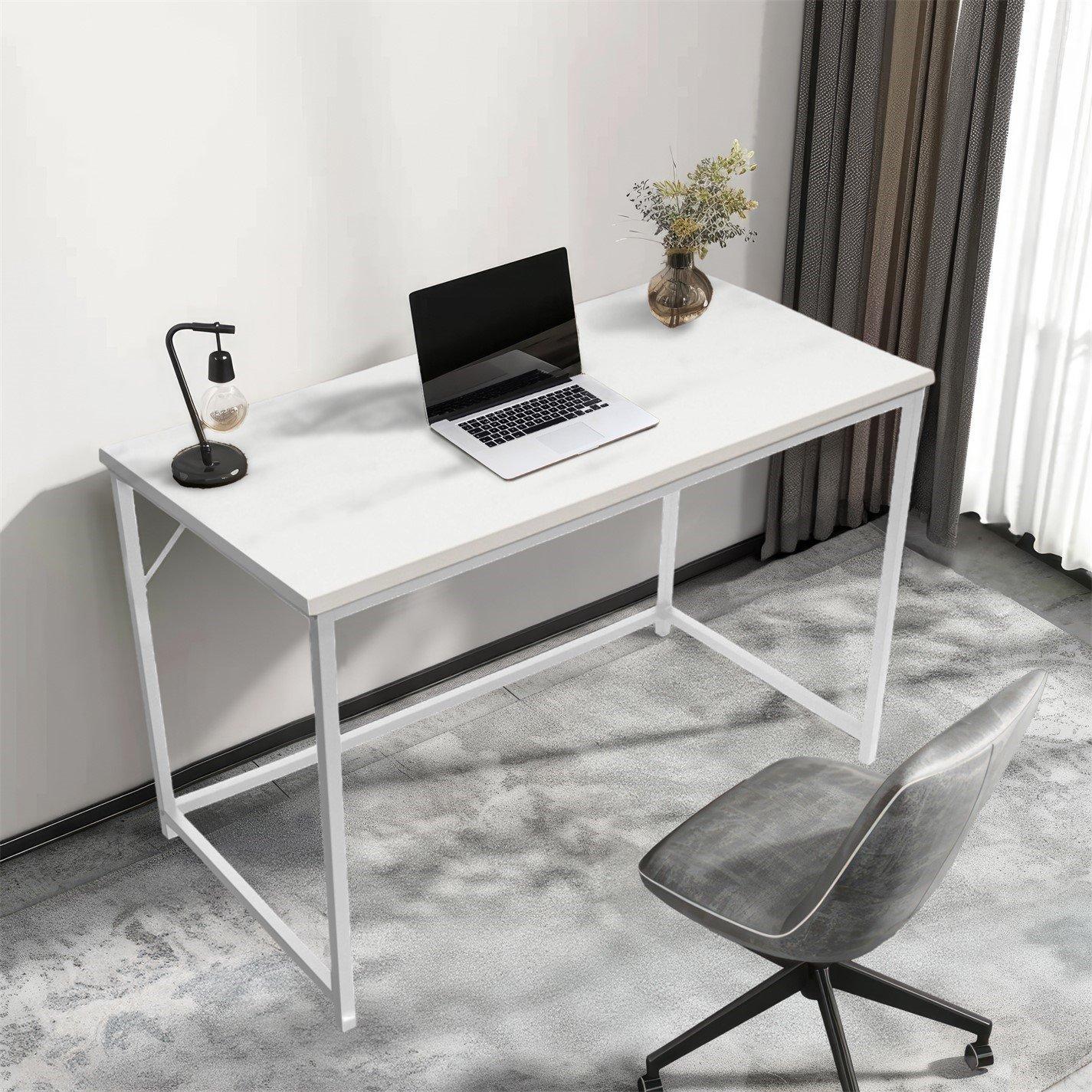 White - House of Home - Computer Desk with White Metal Frame Versatile - 1
