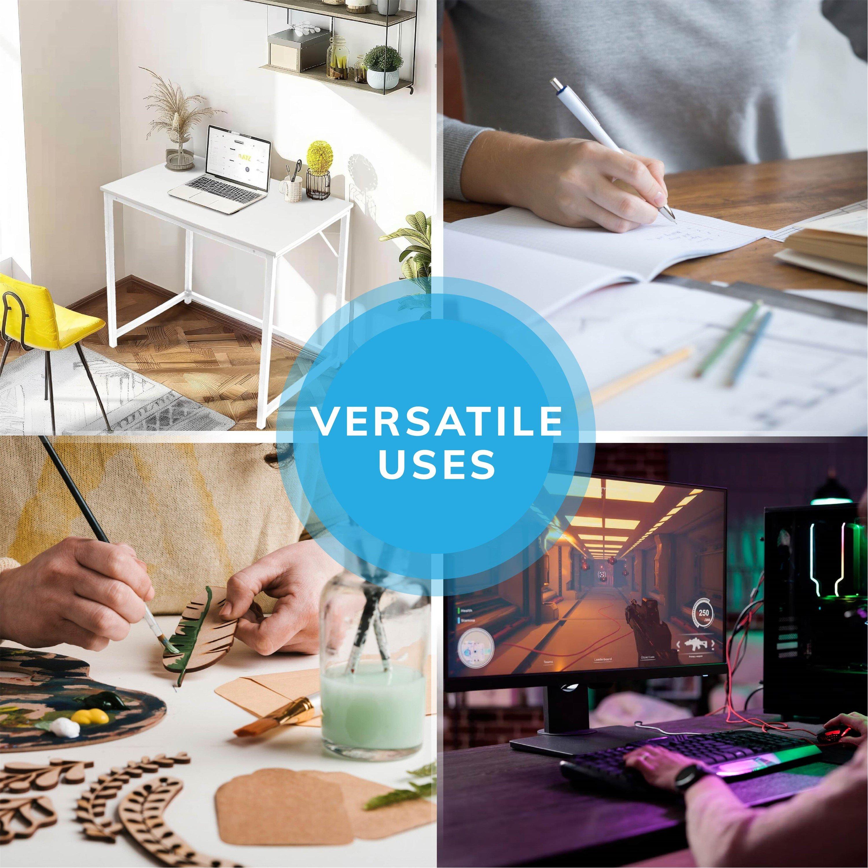 White - House of Home - Computer Desk with White Metal Frame Versatile - 8