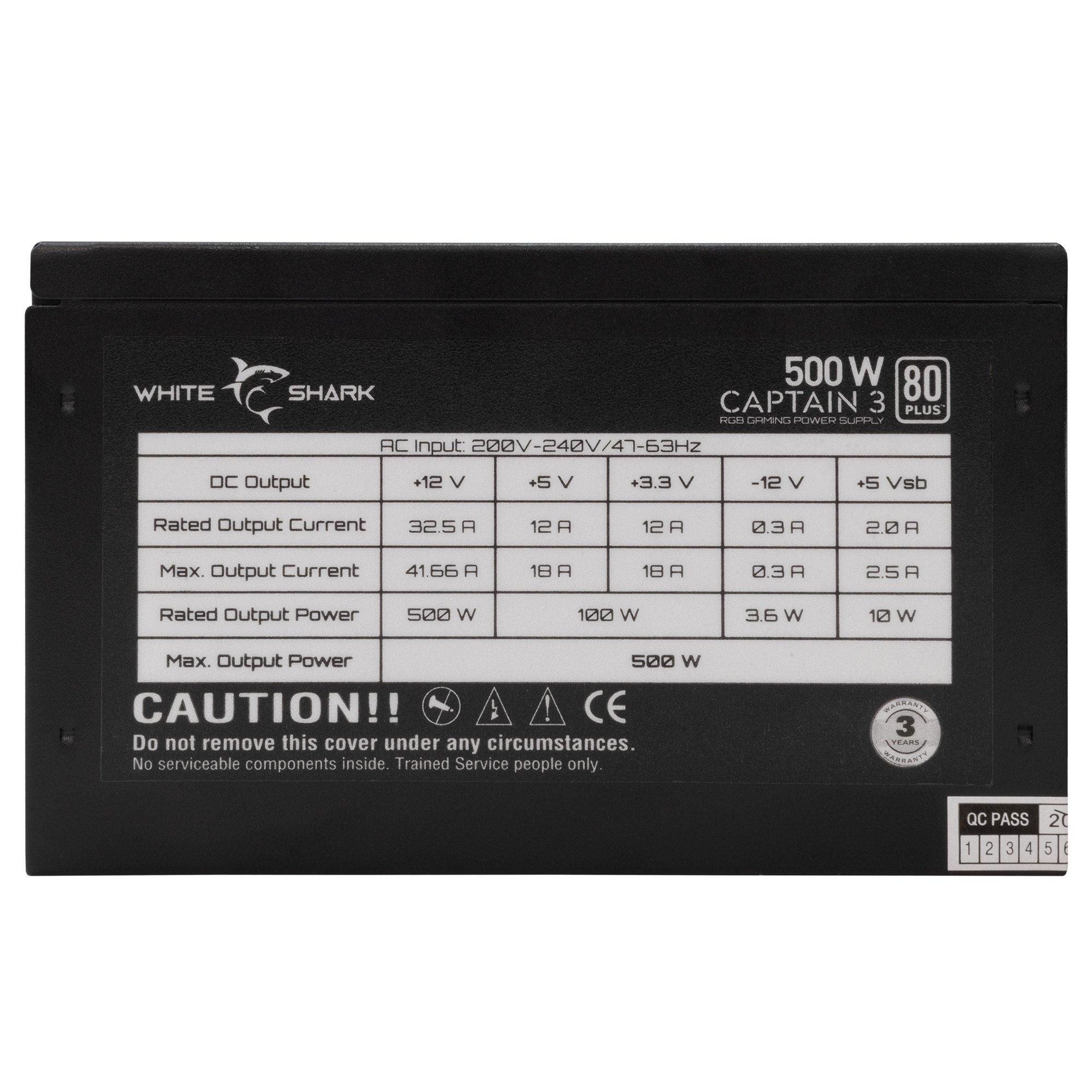 Black - White Shark - Captain-3 PC Power Supply - 5