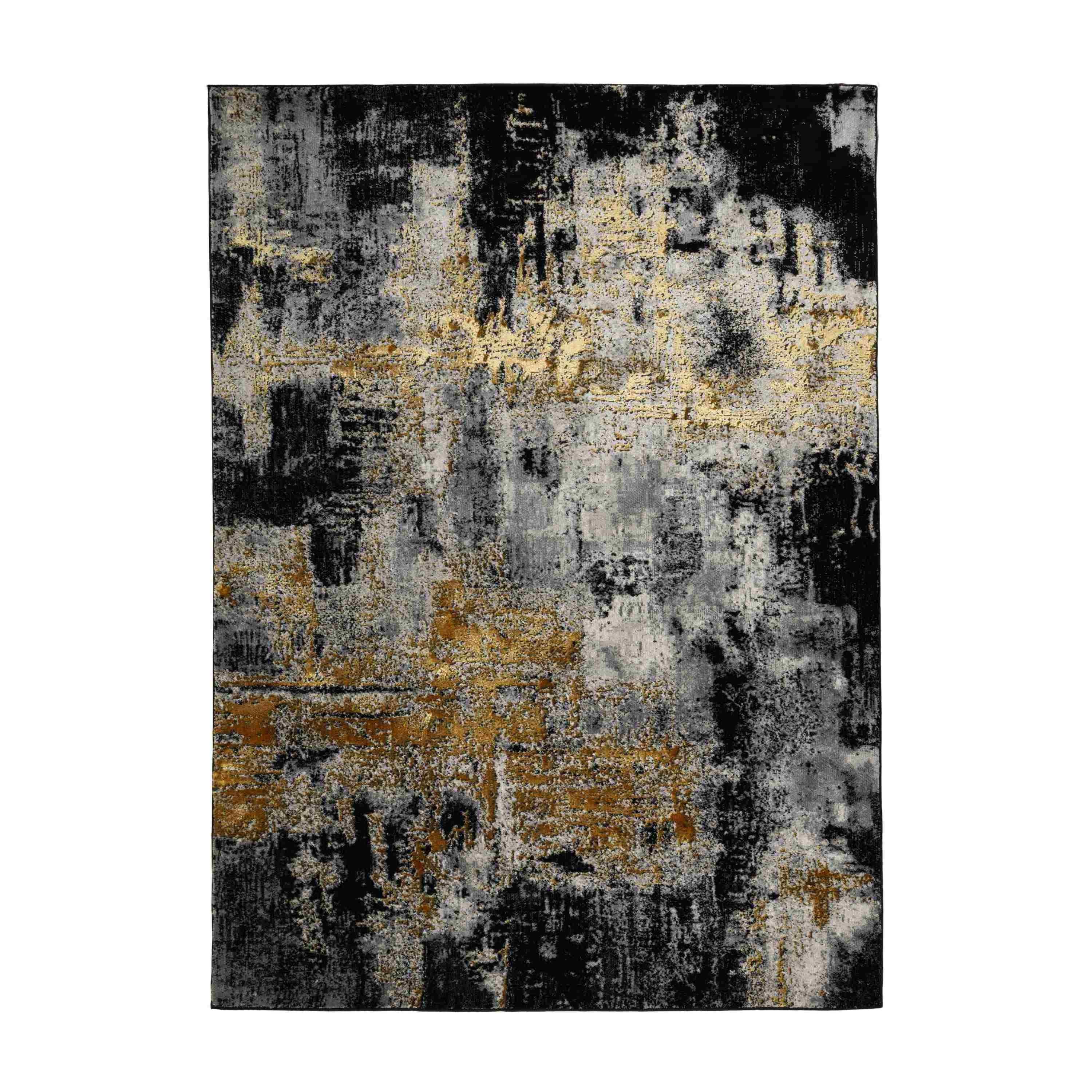 Black/Gold - Homemaker - Dusk Black Gold Marble Rug - 2