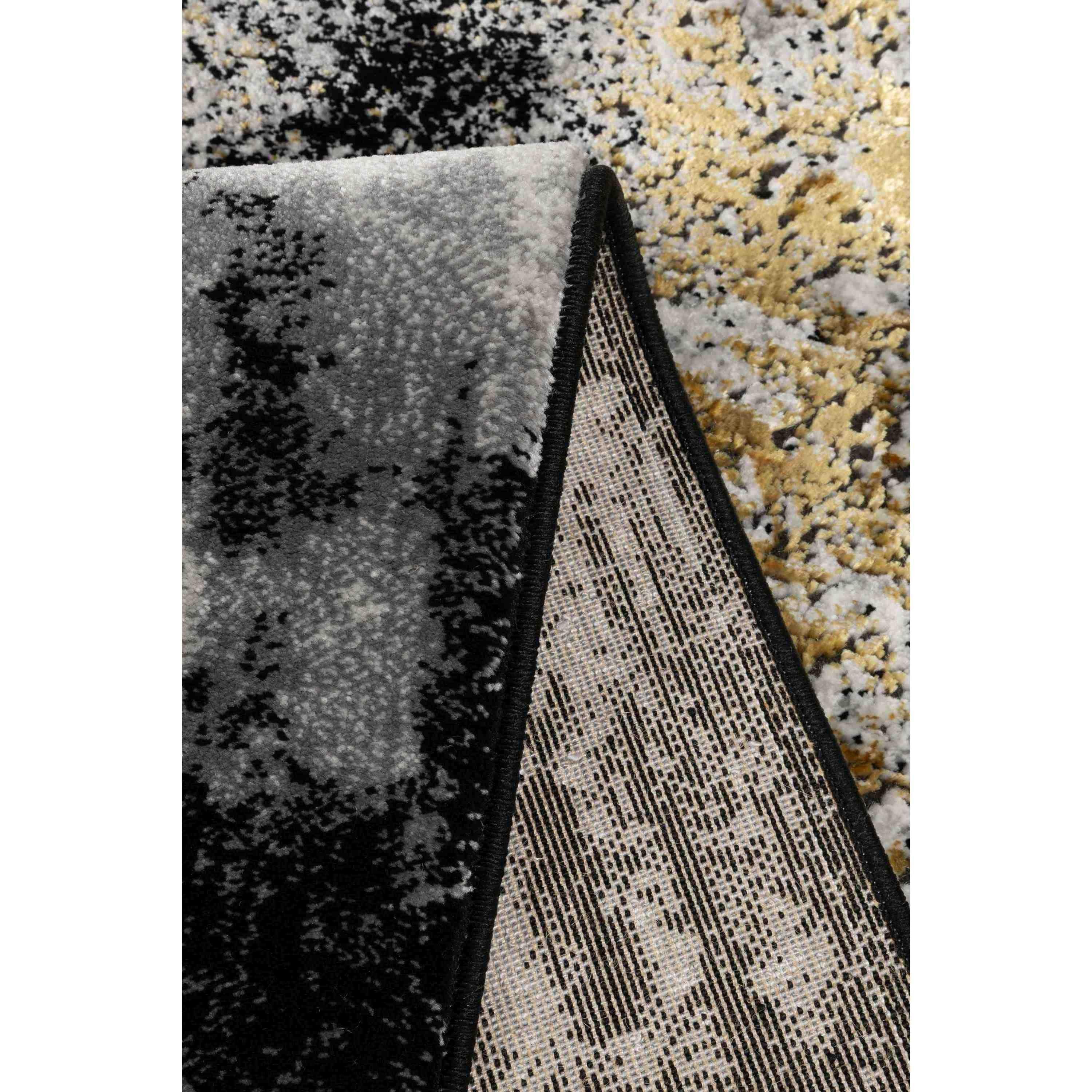 Black/Gold - Homemaker - Dusk Black Gold Marble Rug - 5