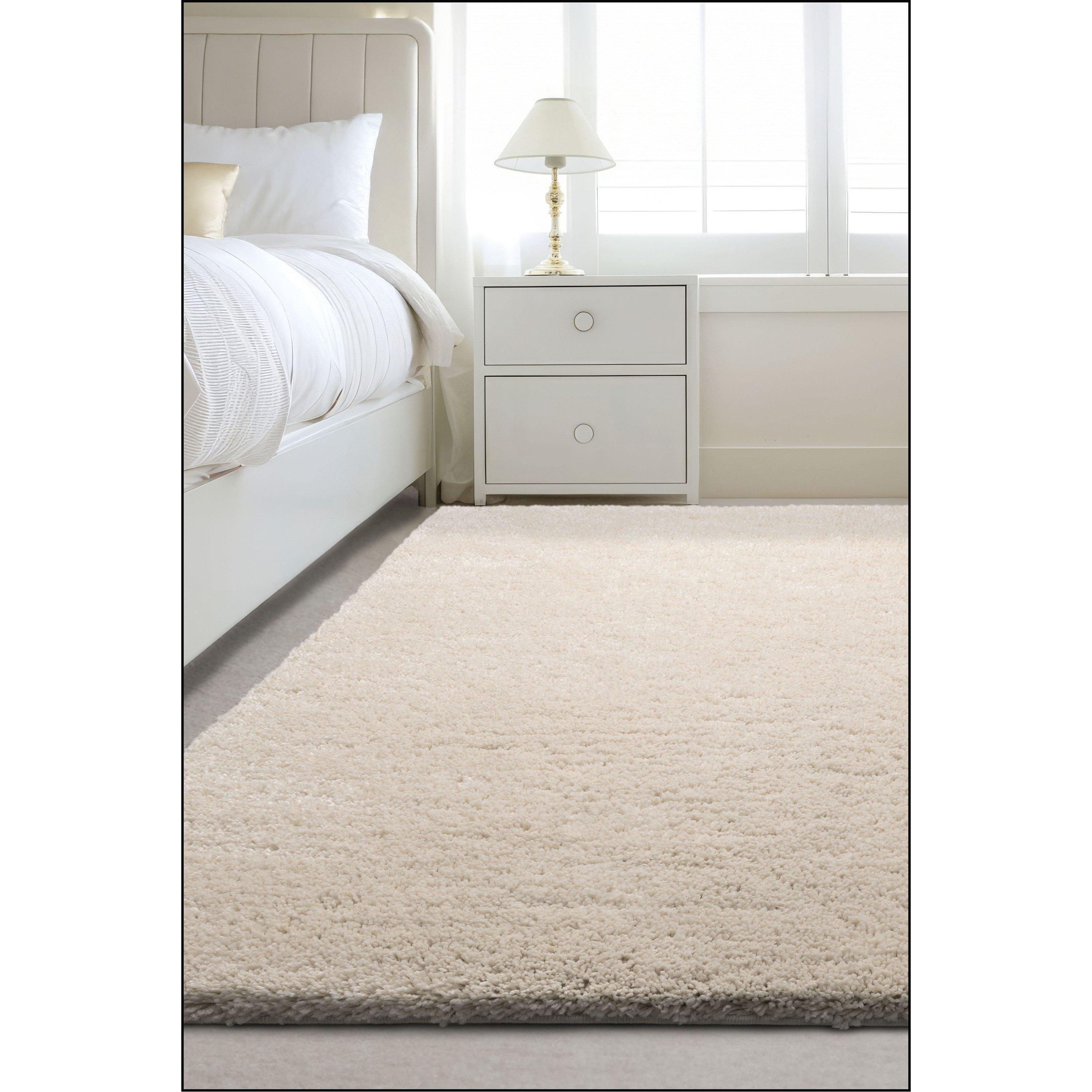 Ivory - Homemaker - Luxury Shaggy Ivory Rug - 1